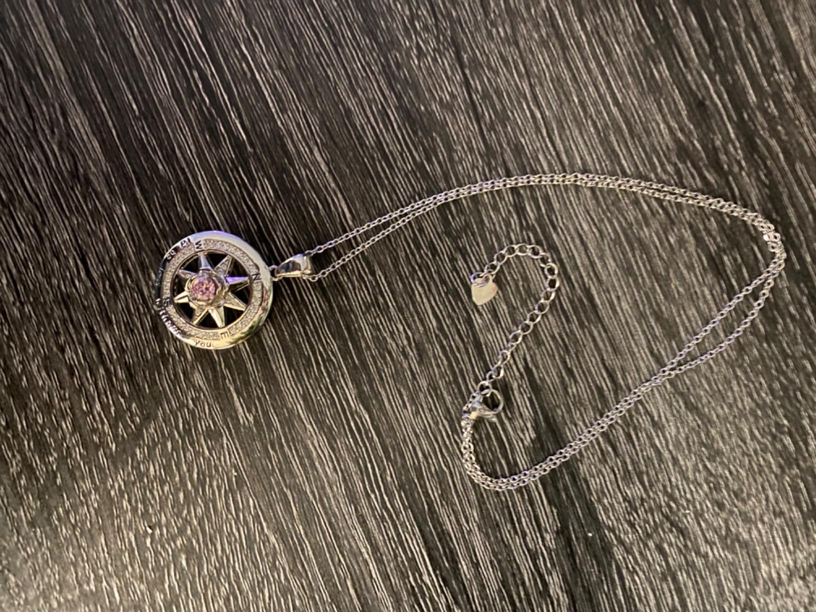 Silver Compass Necklace for Women Birthday Gifts for Wife Anniversary Necklace for Women Rose Flower Birthstone Necklaces for Wife Jewelry for Womens Girlfriend Mom Daughter - Customer Photo 3