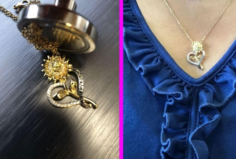Christmas Gifts for Women Wife - 18k Gold Plated Sunflower Necklace for Women, Wife Birthday Gift Ideas for Her Anniversary, You Are My Sunshine Gifts Womens Jewelry for Girlfriend Mom Daughter - Customer Photo 2