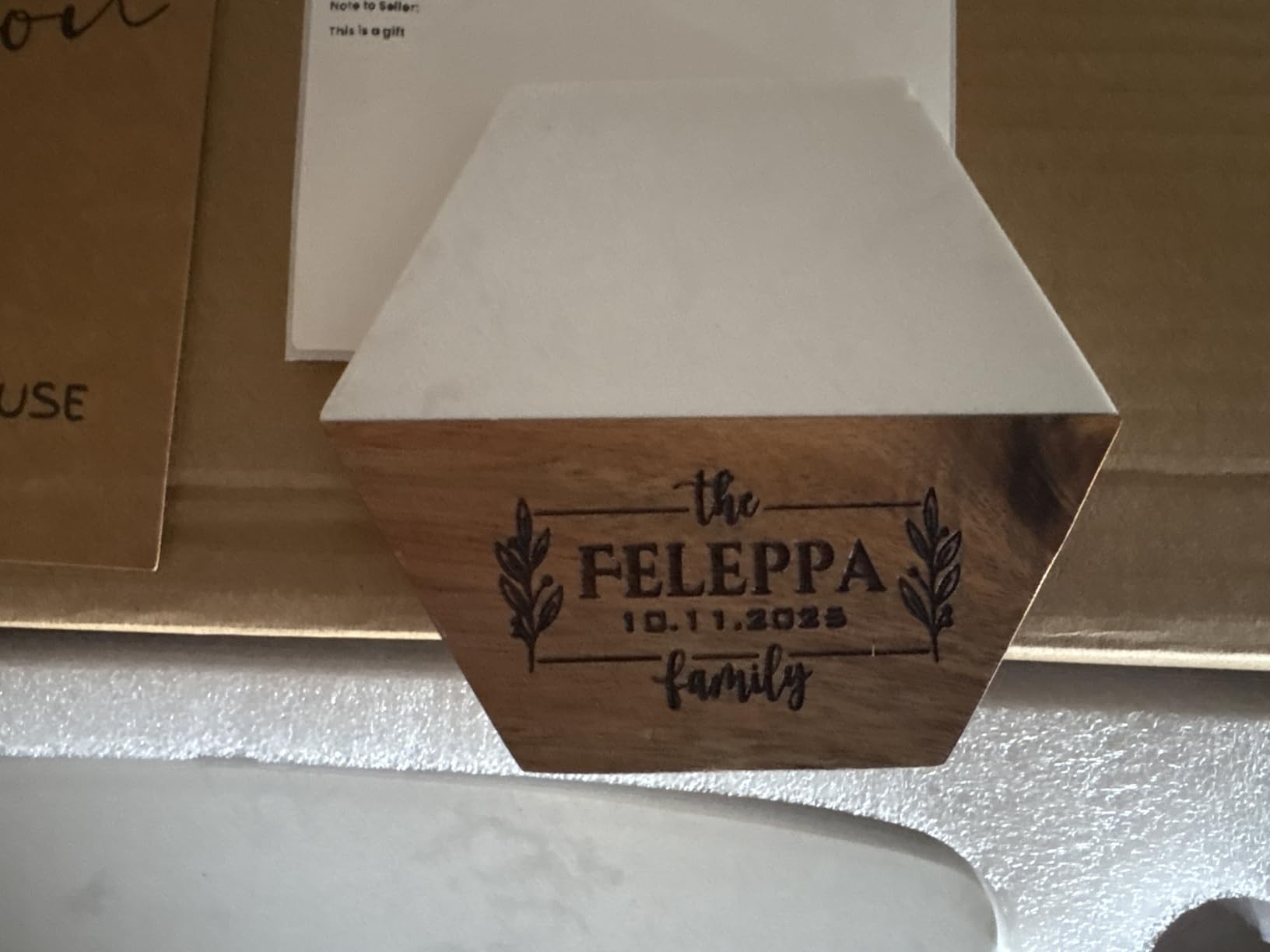 Personalized Cutting Board & 4 Coasters Set – Acacia Wood & Marble – Multi-Purpose, Food-Safe Charcuterie Boards – Gift for Weddings, Housewarmings, Christmas, Anniversaries & Bridal Showers Gifts - Customer Photo 3