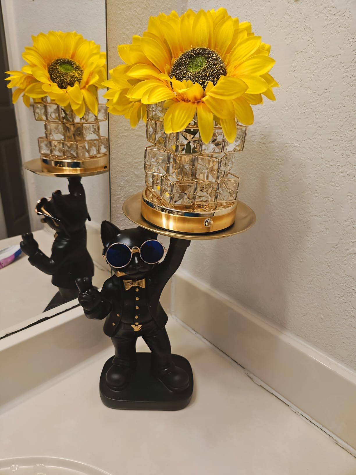 Sunflowers Flower Lamp,Rechargeable Cordless Touch Table Lamp,3-Colour Infinitely Dimming Small Night Light,Festival Restaurant Bedroom Bar Coffee Shop Birthday Gifts for Women Mom - Customer Photo 2