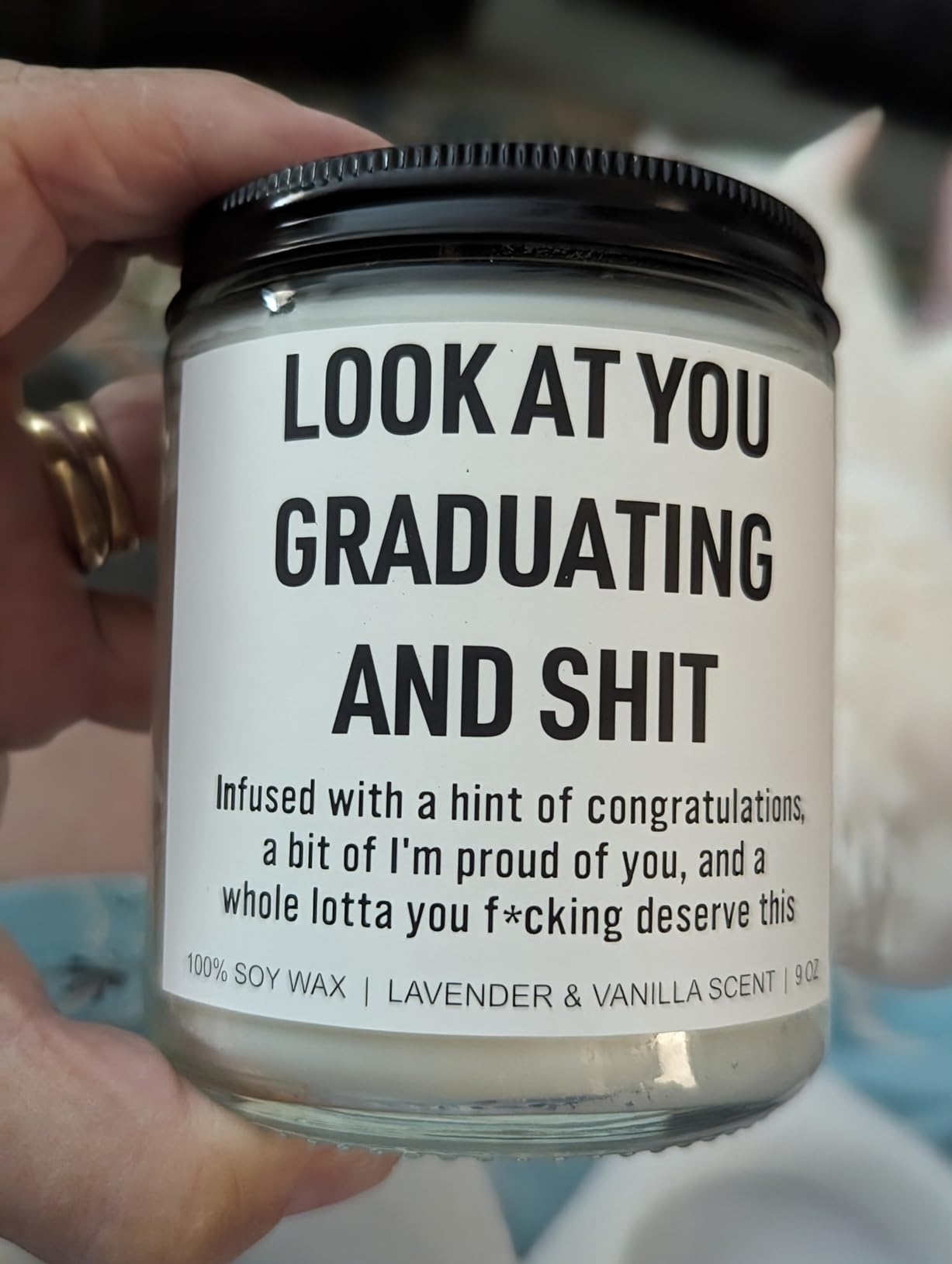 Funny Grad Candle, 2025 Graduation Gifts for Her, Him - College, High School, Masters Degree, Phd, Nursing & Nurse Graduation Gifts for Women, Men - 9 oz - Customer Photo 2