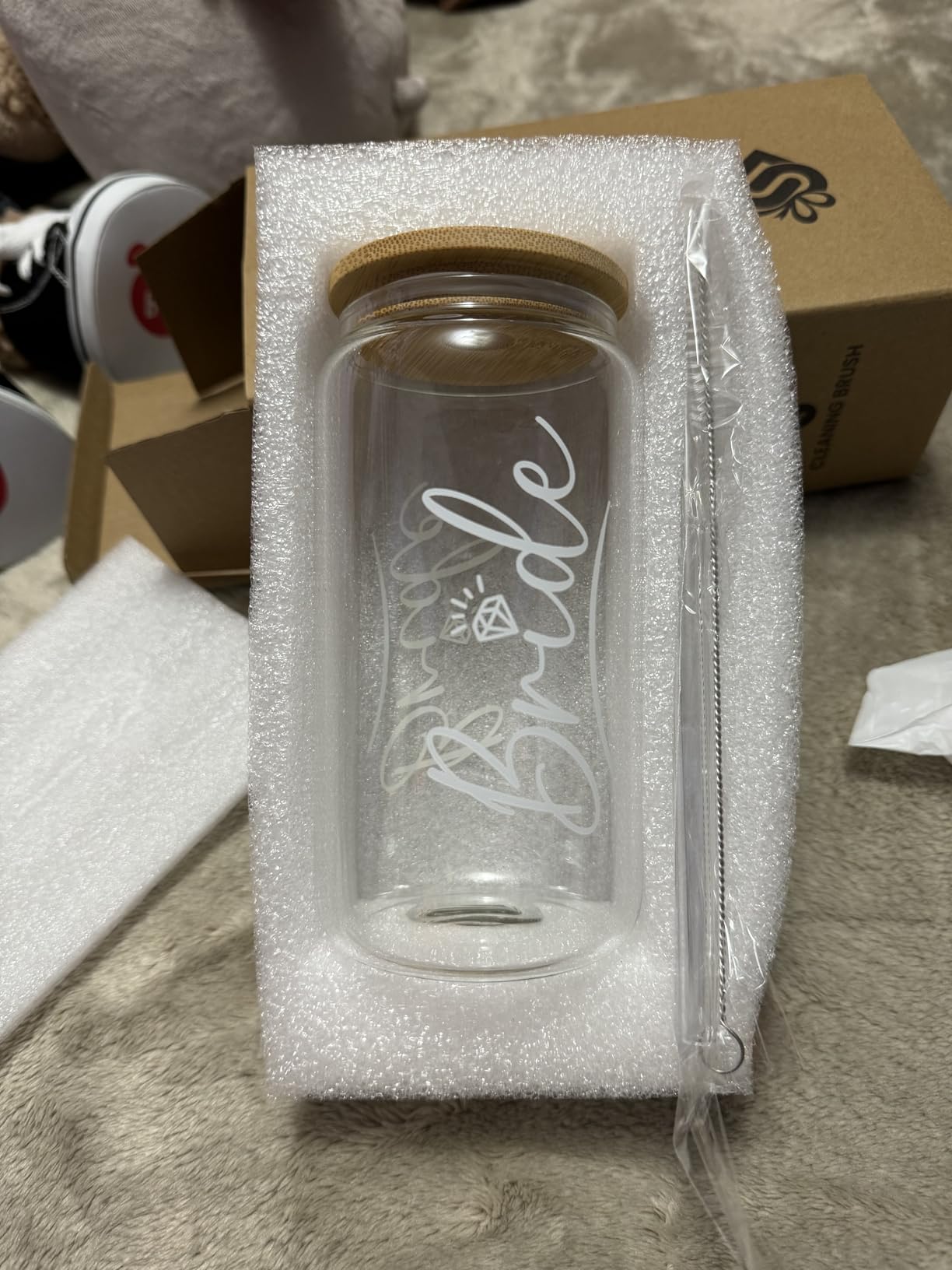 Christian Gifts for Women - Inspirational 16 Oz Can Glass Coffee Cup with Bamboo Lid & Straw- Religious, Motivational Catholic Gifts for Womens Ladies on Birthday - Customer Photo 2