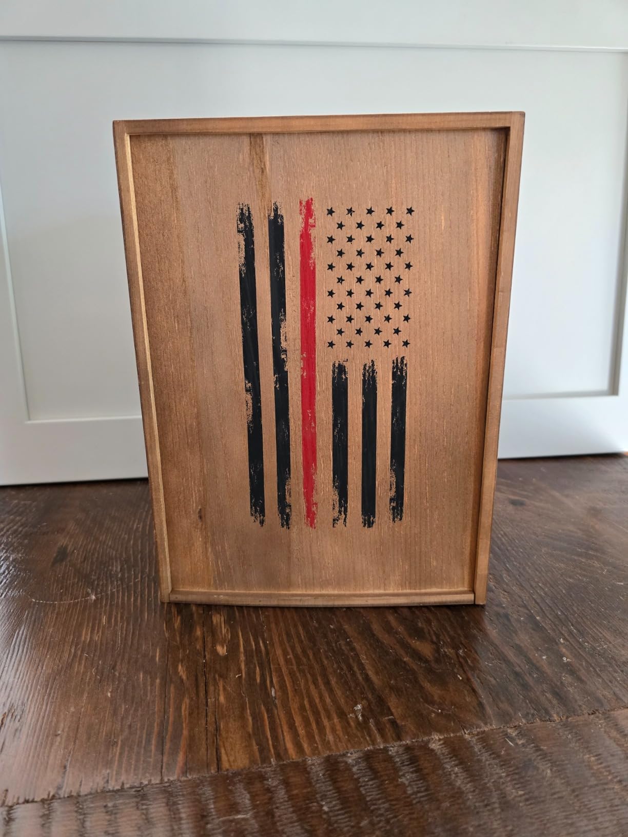 Firefighter Tactical Red American Flag USA Whiskey Gift Set | 730mL Decanter & 2 Whiskey Glass + Wood Gift Box | Fire Fighter, Gifts, Wine Decanter Airtight, Fire Department FD, Men, Dad, Him - Customer Photo 2