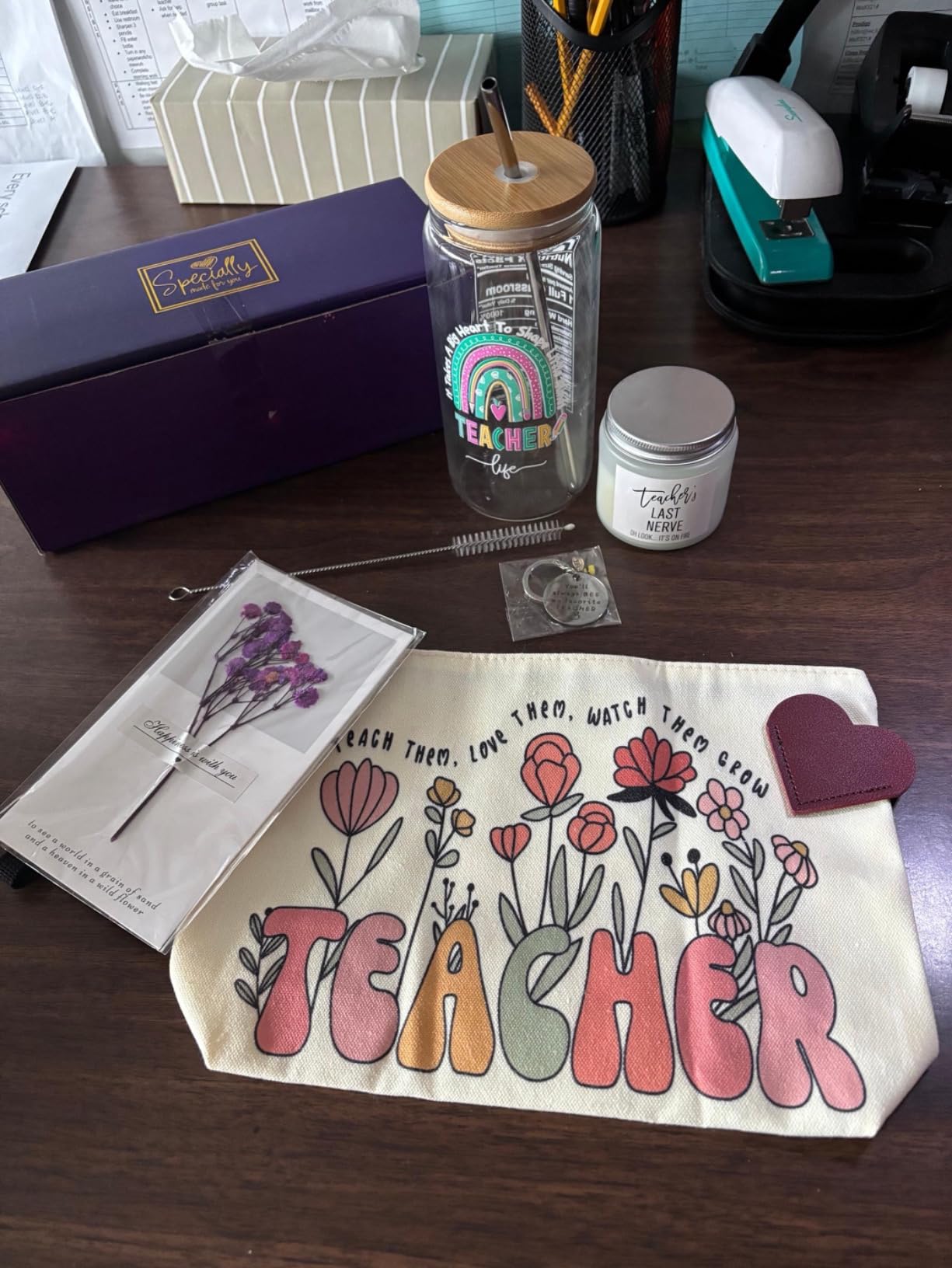 Teacher Gifts for Women, Christmas End of Year Thank You Appreciation Retirement Gifts for Teachers Women Basket Set of 9 - Customer Photo 1