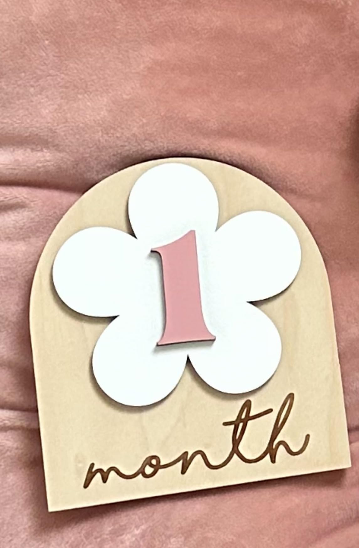 Baby Monthly Milestone Cards Monthly Milestone Discs Newborn Photography Props Baby Announcement Sign Baby Girl Wooden Boho Flower Milestone Card 1-2 Months Interchangeable Milestone - Customer Photo 2