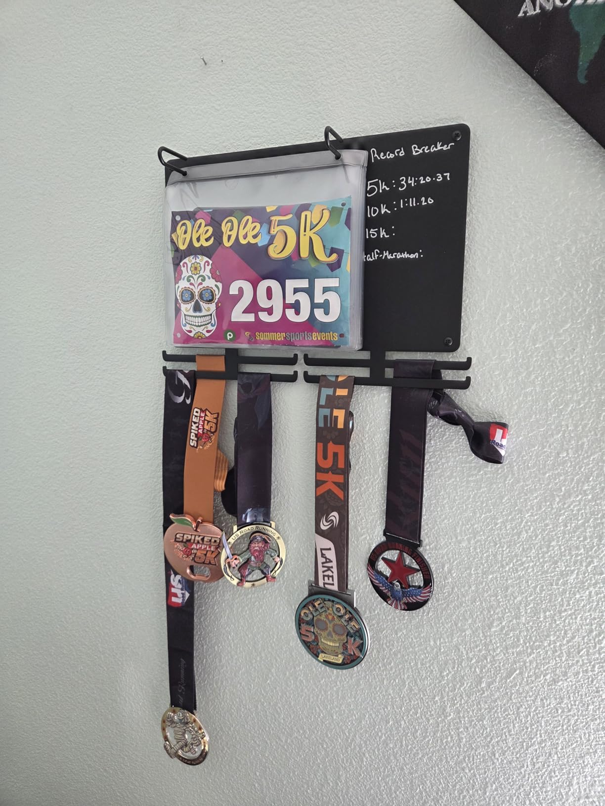 BLAUBECK Medal Hanger Display for Runners, Marathon Medal Holder Display Wall Hanger and Race Bib Boards Holder with Chalkboard Marker, | Holds up to 36 Medals, 80 Race Bibs Customer Review BLAUBECK Medal Hanger Display for Runners, Marathon Medal Holder Display Wall Hanger and Race Bib Boards Holder with Chalkboard Marker, | Holds up to 36 Medals, 80 Race Bibs - Customer Photo 1