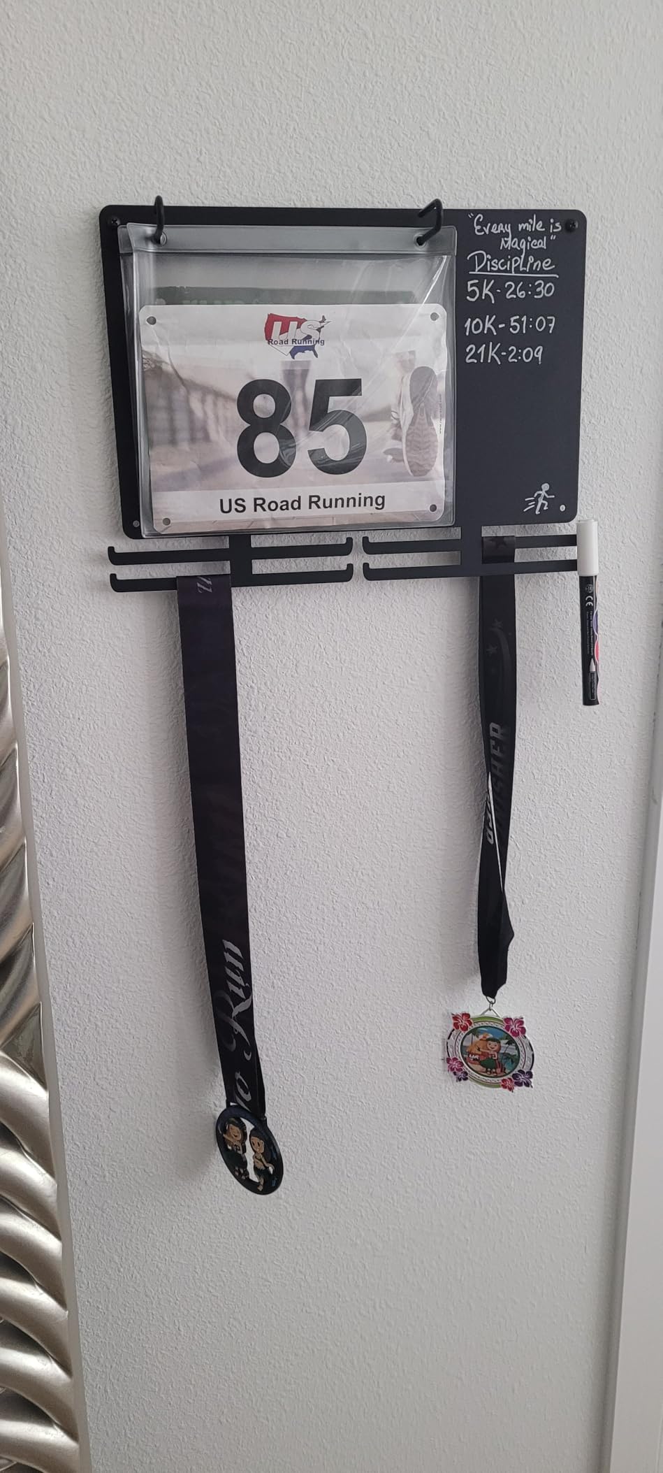 BLAUBECK Medal Hanger Display for Runners, Marathon Medal Holder Display Wall Hanger and Race Bib Boards Holder with Chalkboard Marker, | Holds up to 36 Medals, 80 Race Bibs Customer Review BLAUBECK Medal Hanger Display for Runners, Marathon Medal Holder Display Wall Hanger and Race Bib Boards Holder with Chalkboard Marker, | Holds up to 36 Medals, 80 Race Bibs - Customer Photo 2