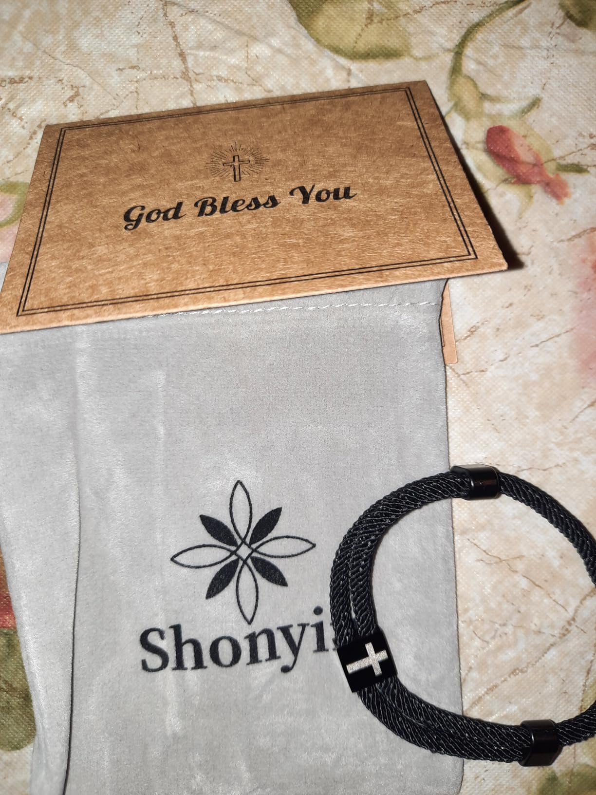 Shonyin Adjustable Faith Cross Bracelet for Teen Boys, Confirmation First Communion Easter Gift for Son, Grandson, Nephew, Brother, Bonus Son, Brother-in-law 6-21 Years Old - Customer Photo 3