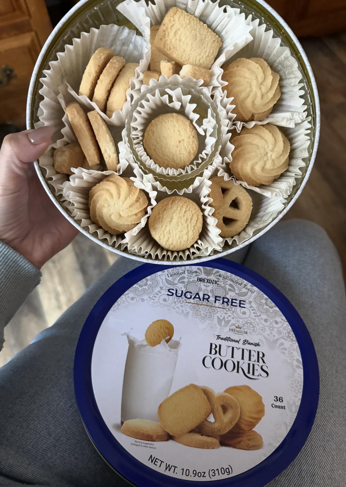 Sugar Free Butter Cookies 36 Count Traditional Danish Cookies, Premium Assorted Shortbread cookies for Diabetics (1 Pk, 11 Ounce) - Customer Photo 1