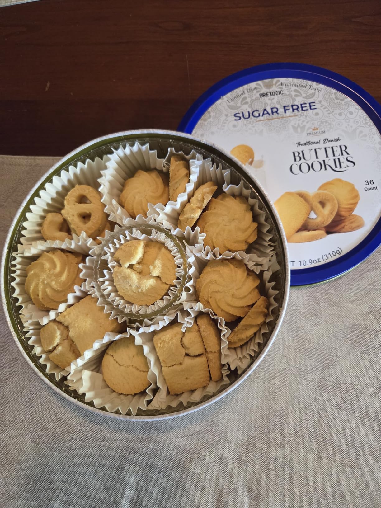 Sugar Free Butter Cookies 36 Count Traditional Danish Cookies, Premium Assorted Shortbread cookies for Diabetics (1 Pk, 11 Ounce) - Customer Photo 2