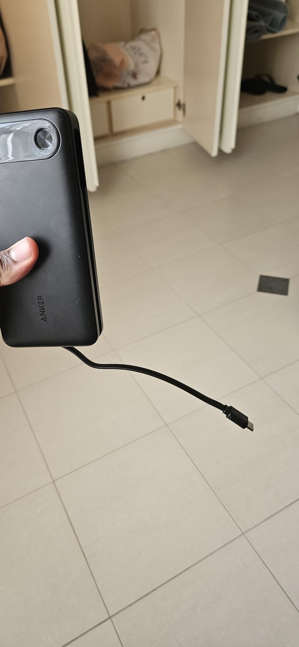 Anker Power Bank, 20,000mAh Travel Essential Portable Charger with Built-in USB-C Cable, 3-Port 87W Max Fast Charging Battery Pack, for MacBook, iPhone 16/15 Series, Samsung, Switch, and More - Customer Photo 1