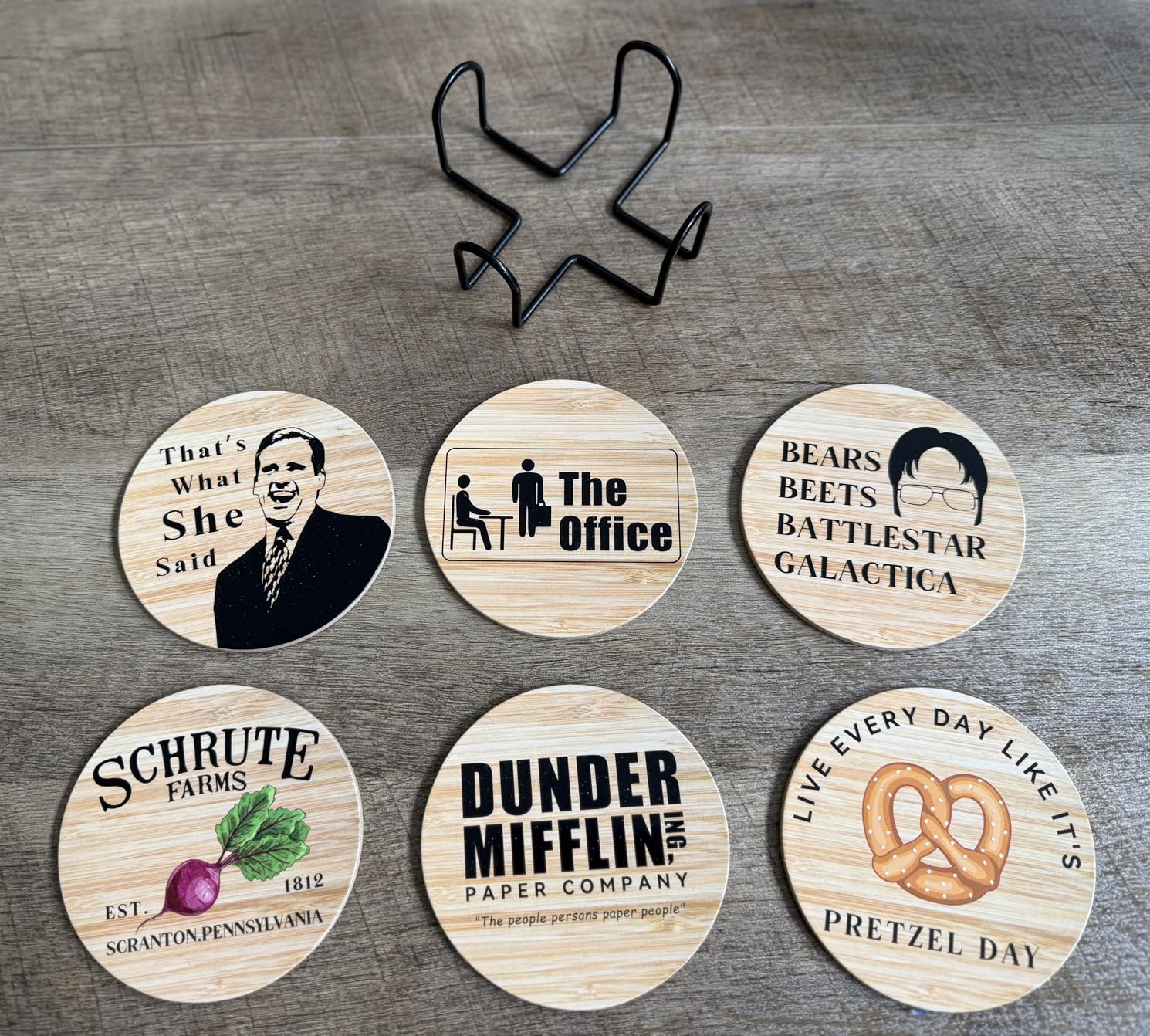 6 PCS Golden Girls Cork Coasters for Drinks,Golden Girls TV Show Merchandise,Funny Set with Coaster Holder,Golde Girl Kitchen Decor,Golde Girl TV Themed Coasters Gifts for Fans - Customer Photo 1