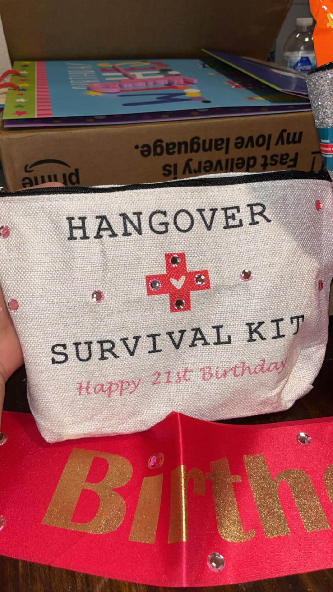 21st Birthday Gifts for Her Unique 21 Year Old Birthday Gifts for Her Funny Gift for 21 Year Old Female 21st Bday Decorations for Women - Wine Glass Toilet Paper Candle Makeup Bag - Customer Photo 4