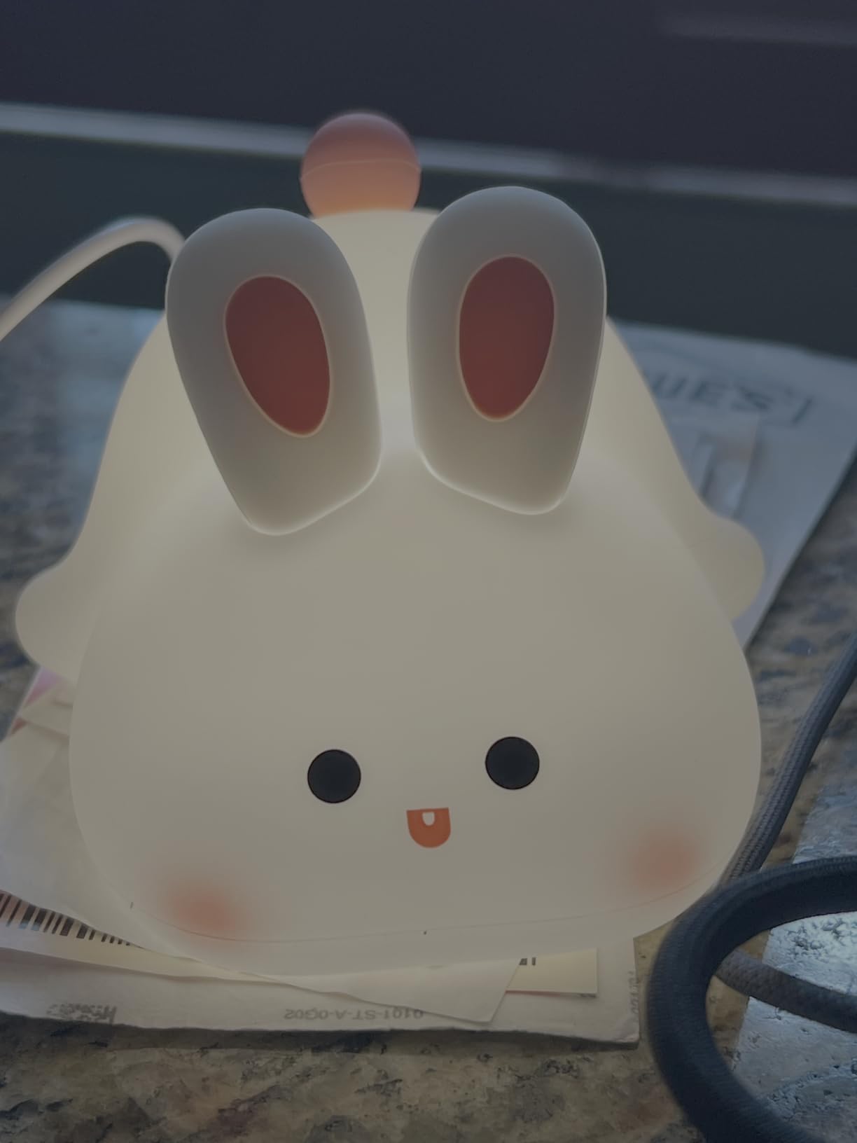 Big Face Rabbit Night Light, Cute Bunny Gifts, Silicone Squishy Rabbit Lamp, Rechargeable Dimmable Animal Nightlight, Baby Night Light for Nursery Breastfeeding Bedroom Living Room - Customer Photo 1