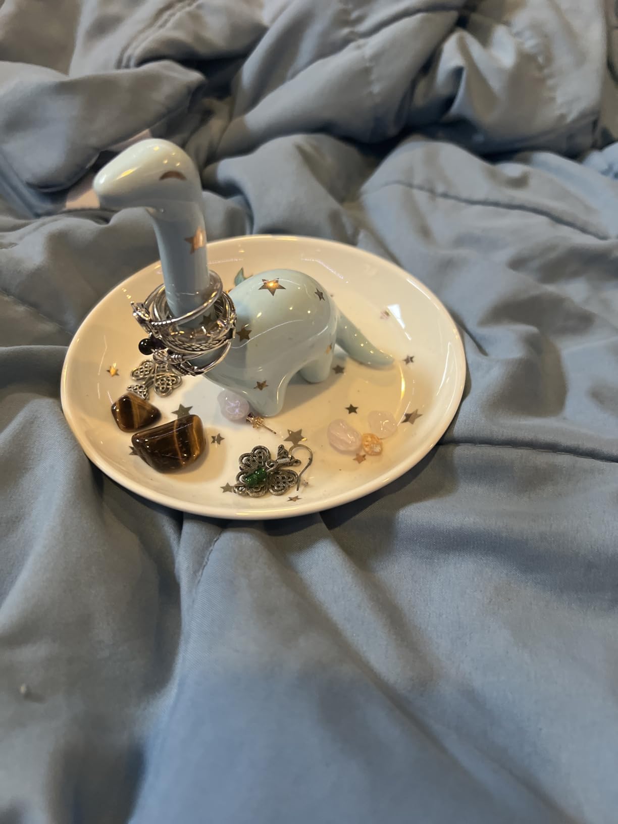 White Elephant Ring Holder With Mandala Jewelry Dish, Boho Decor, Holder for Rings Earrings Bracelets, Gifts for Adults, Birthday Mothers Day Christmas Gifts for Women - Customer Photo 2