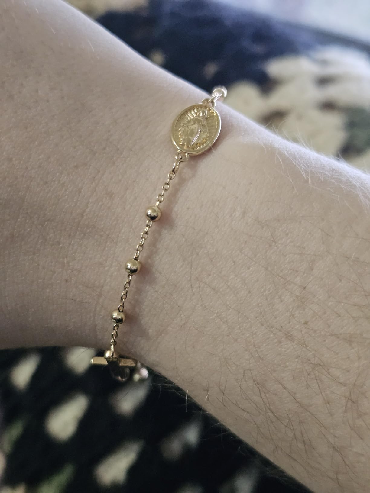 Catholic Virgin Mary Cross Bracelet Gifts for Girls Teens Women, Rosary Beads Charm Link Chain Bracelet Christmas Christian Religious Jewelry Gifts - Customer Photo 2