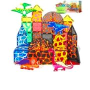 Coodoo Dinosaur Toys Magnetic Tiles Lava Dinosaur World Set - Magnetic Blocks Building Toys for Kids 3-5 5-7 Girls Boys Toys Age 4-6 6-8, Classroom Must Haves Toddler Sensory Toys for 3+ Year Old Kids Toys - Customer Photo 1