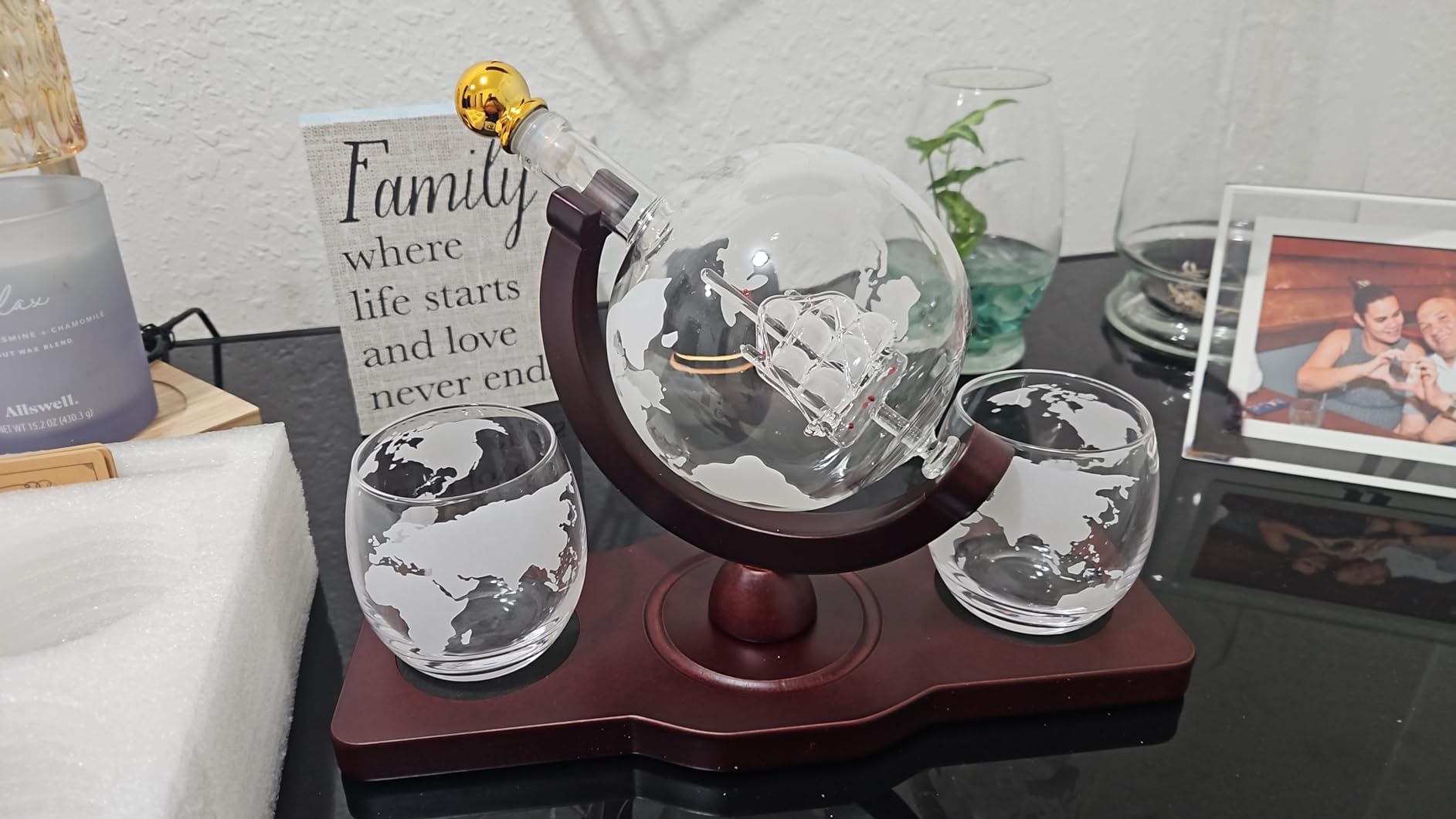 Fathers Day Dad Gifts for Men, Whiskey Decanter Globe Set for Men Dad Husband Grandpa, Anniversary Birthday Gifts for Him Husband Boyfriend, Unique Gift for Bourbon Scotch Liquor, Cool Stuff - Customer Photo 2