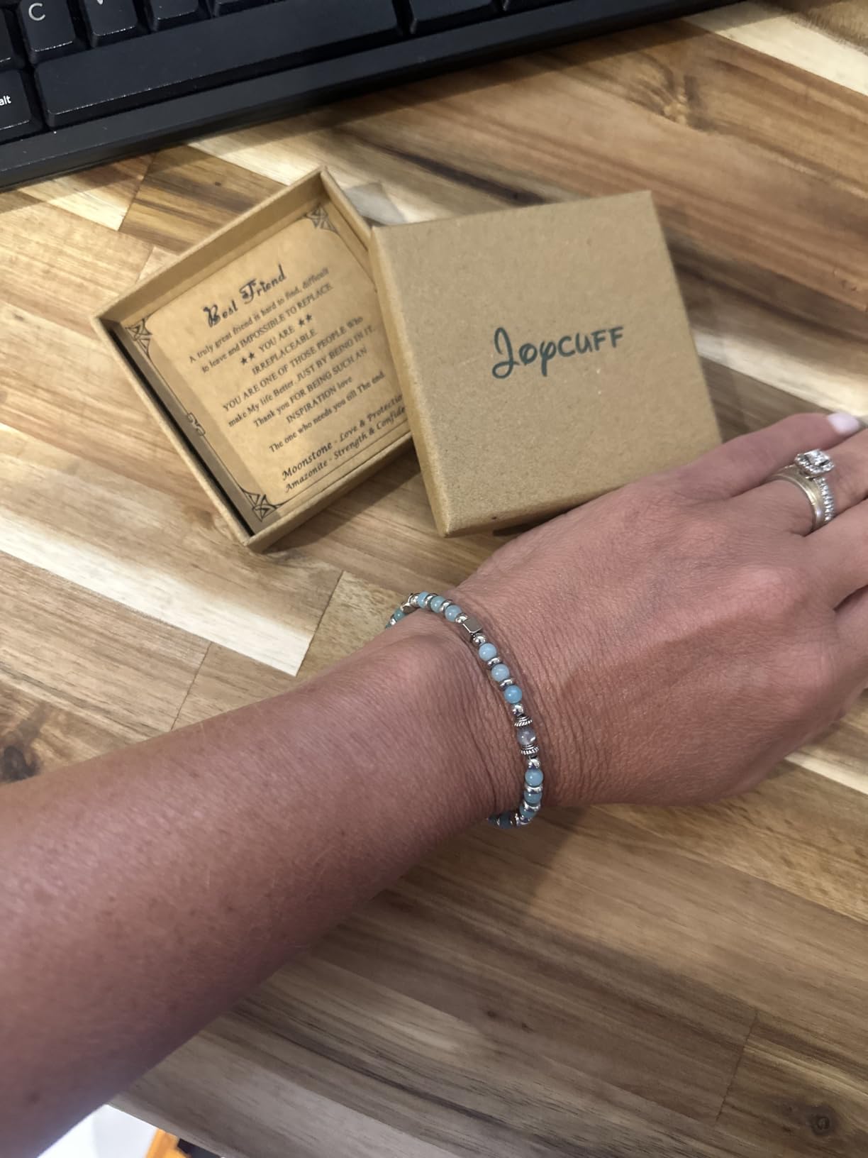 𝗚𝗶𝗳𝘁𝘀 𝗳𝗼𝗿 𝗪𝗼𝗺𝗲𝗻 𝗠𝗼𝗼𝗻𝘀𝘁𝗼𝗻𝗲 𝗕𝗿𝗮𝗰𝗲𝗹𝗲𝘁 Amazonite Colorful Imperial Jasper Stainless Steel Beads Bracelets, Graduation Mothers Day Christmas Birthday Gifts for Her Women - Customer Photo 2