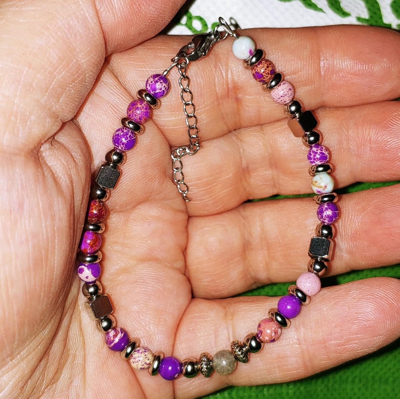 𝗚𝗶𝗳𝘁𝘀 𝗳𝗼𝗿 𝗪𝗼𝗺𝗲𝗻 𝗠𝗼𝗼𝗻𝘀𝘁𝗼𝗻𝗲 𝗕𝗿𝗮𝗰𝗲𝗹𝗲𝘁 Amazonite Colorful Imperial Jasper Stainless Steel Beads Bracelets, Graduation Mothers Day Christmas Birthday Gifts for Her Women - Customer Photo 4