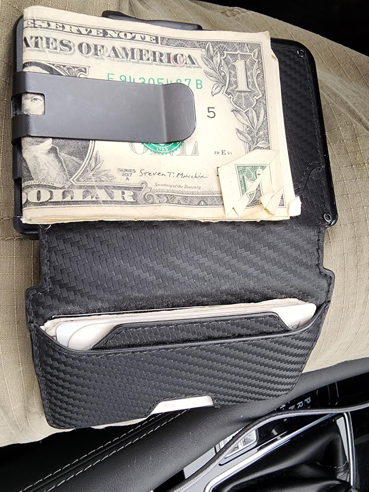 Wallet for Men, Mens Wallet Minimalist Slim Wallet, RFID Blocking Smart Pop Up Wallet with Money Clip & ID Window, Metal Compact Wallet, Aluminum Credit Card Holder Wallet - Customer Photo 1