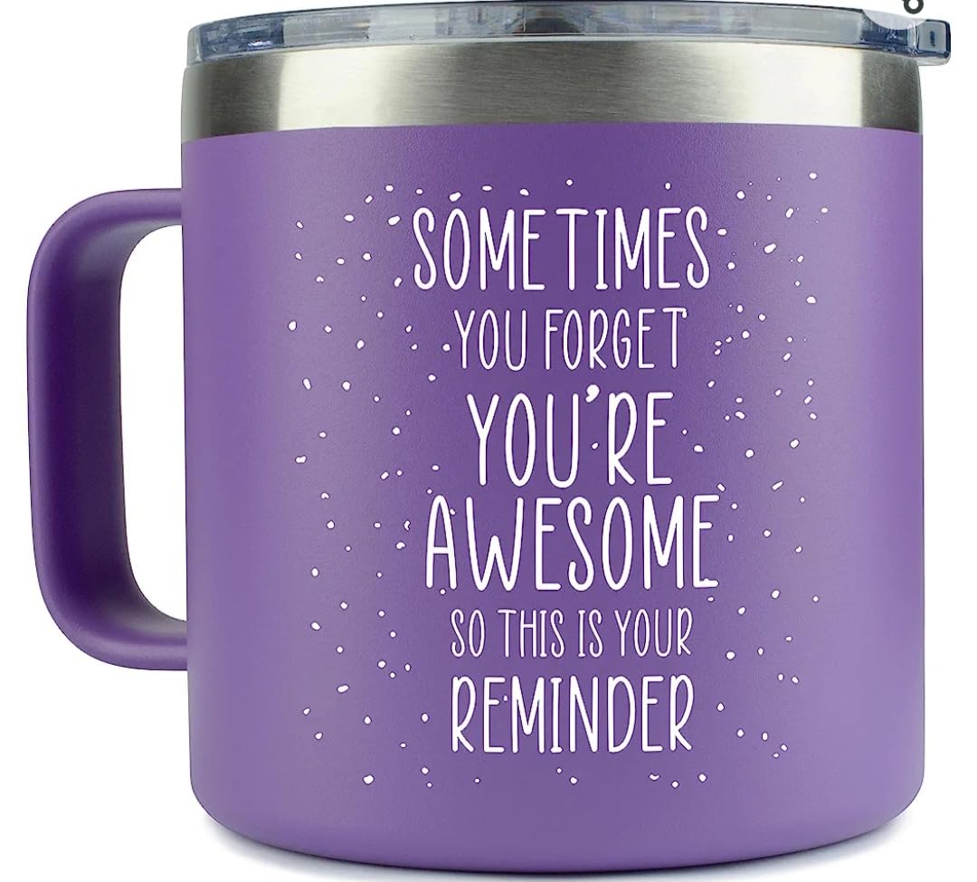 KLUBI Birthday Gifts for Women - Sometimes You Forget You're Awesome 12oz Funny Wine Tumbler With Lid and Straw Self Care Gift for Women Farewell Gifts for Coworkers College Care Package for Girls - Customer Photo 3