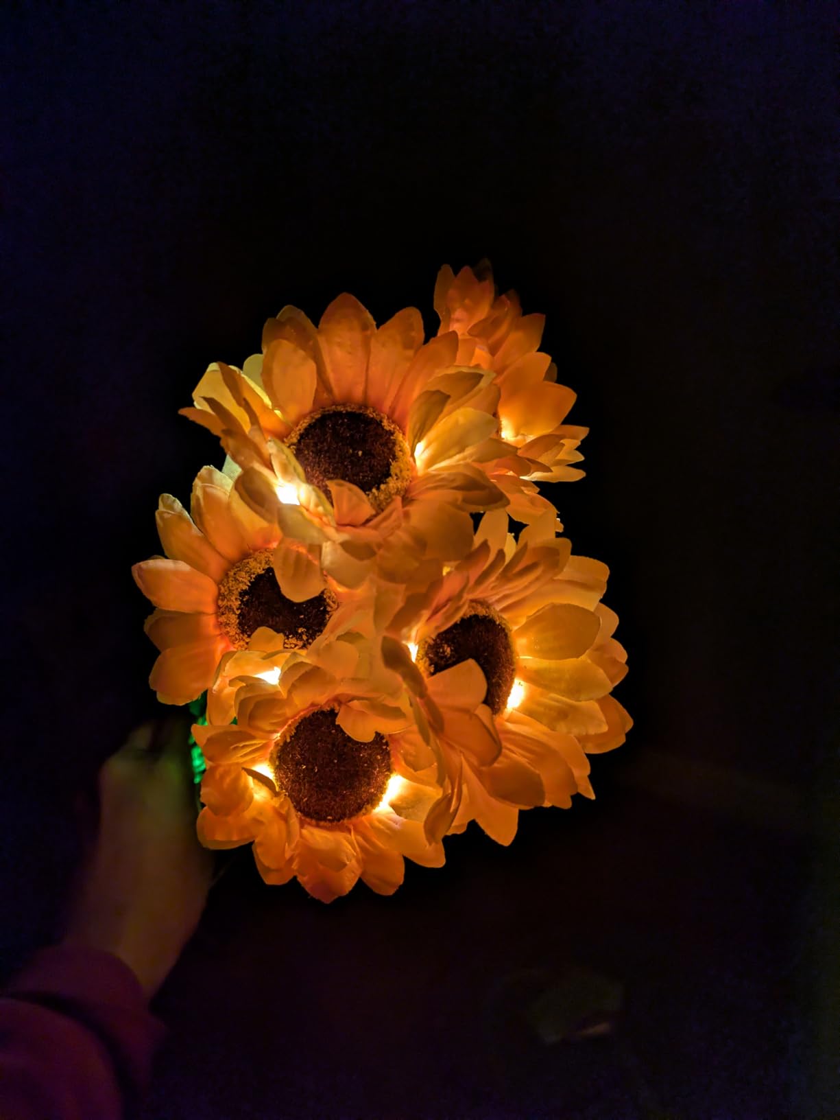 Solar Lights Outdoor Garden Decor,4 Pack with 24 Sunflower Lights,Solar Flowers Lights Waterproof,Birthday Gifts for Mom Women Grandma,Outside Decorative Stakes Light for Landscape Yard Patio Lawn - Customer Photo 2