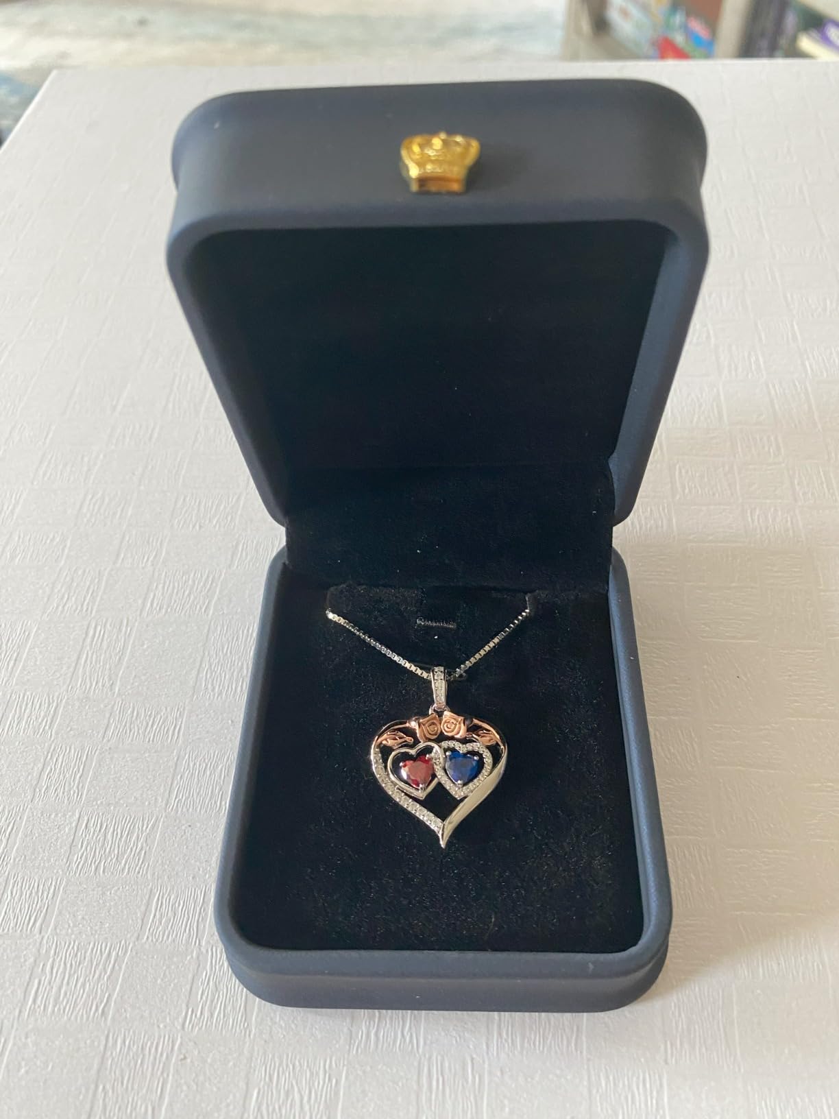 Iefil July October Birthstone Necklace Jewelry Birthday Gifts for Women, Red Ruby Necklace Pink Sapphire Necklace Valentines Anniversary Day Gift for Her Wife Girlfriend - Customer Photo 1