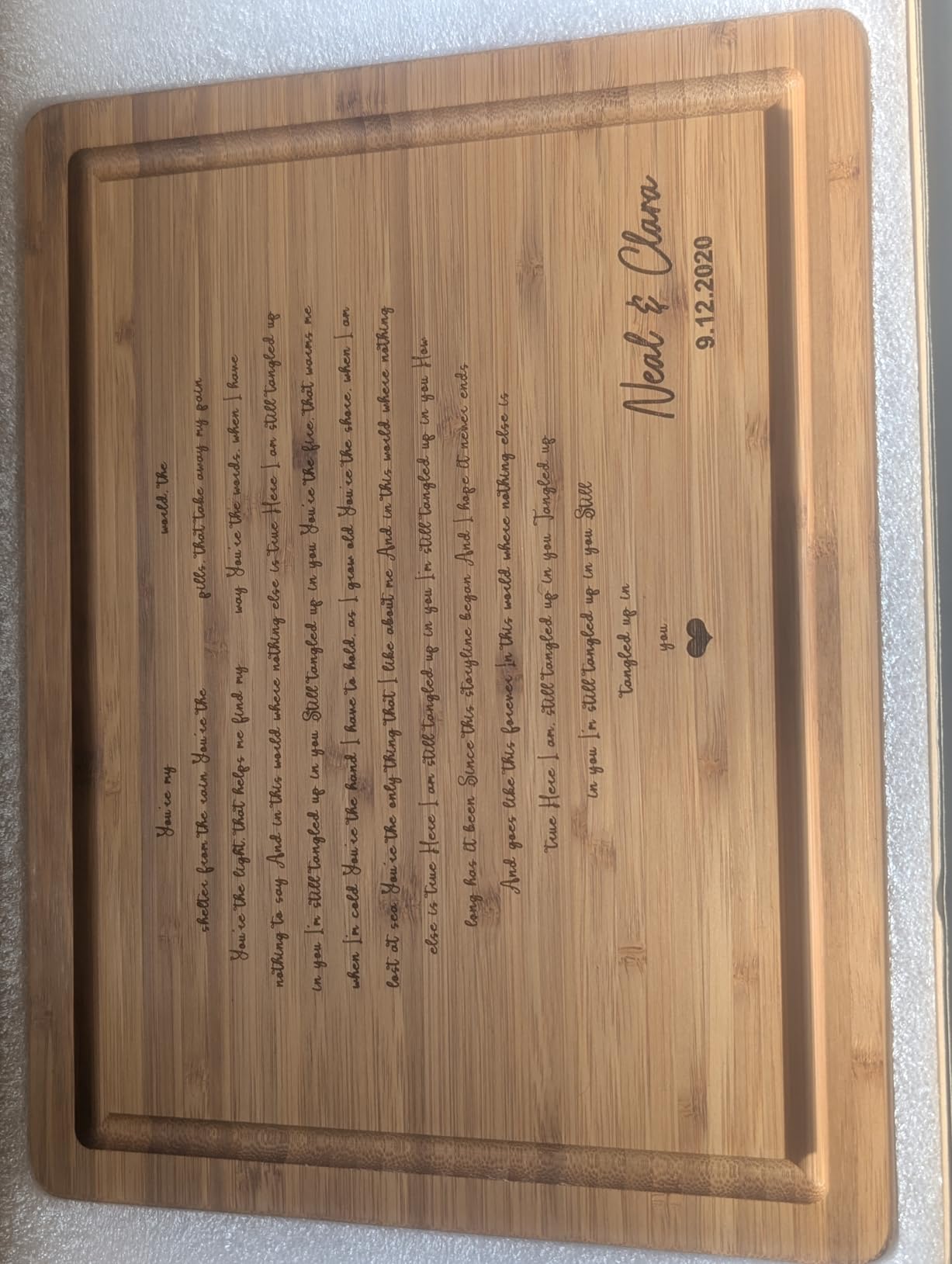 Personalized Cutting Board Wedding Heart Song Lyrics Couple Gifts - Anniversary Customized Romantic Gift for Her - For Him, For Husband, For Wife - Customer Photo 1