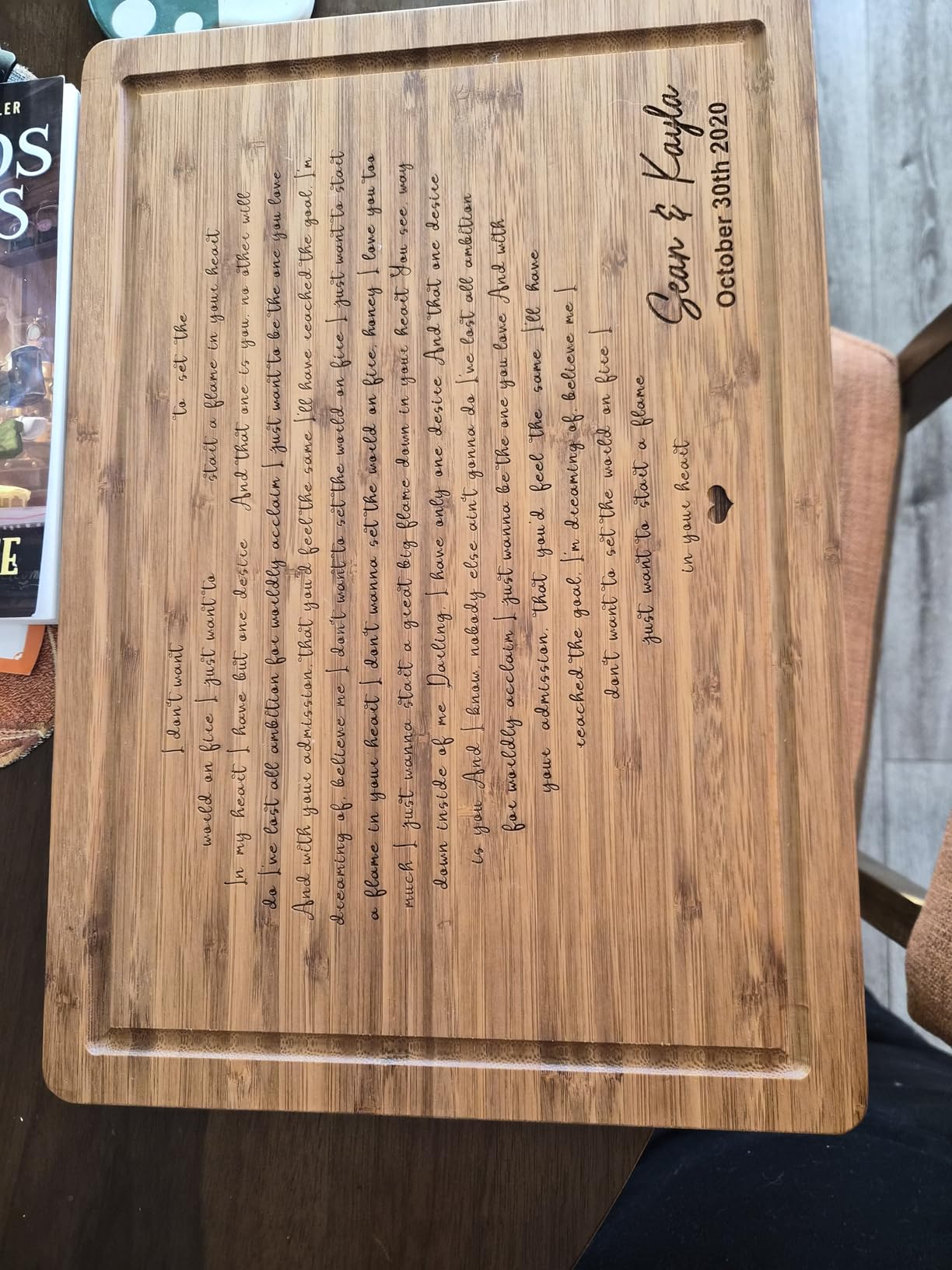 Personalized Cutting Board Wedding Heart Song Lyrics Couple Gifts - Anniversary Customized Romantic Gift for Her - For Him, For Husband, For Wife - Customer Photo 2