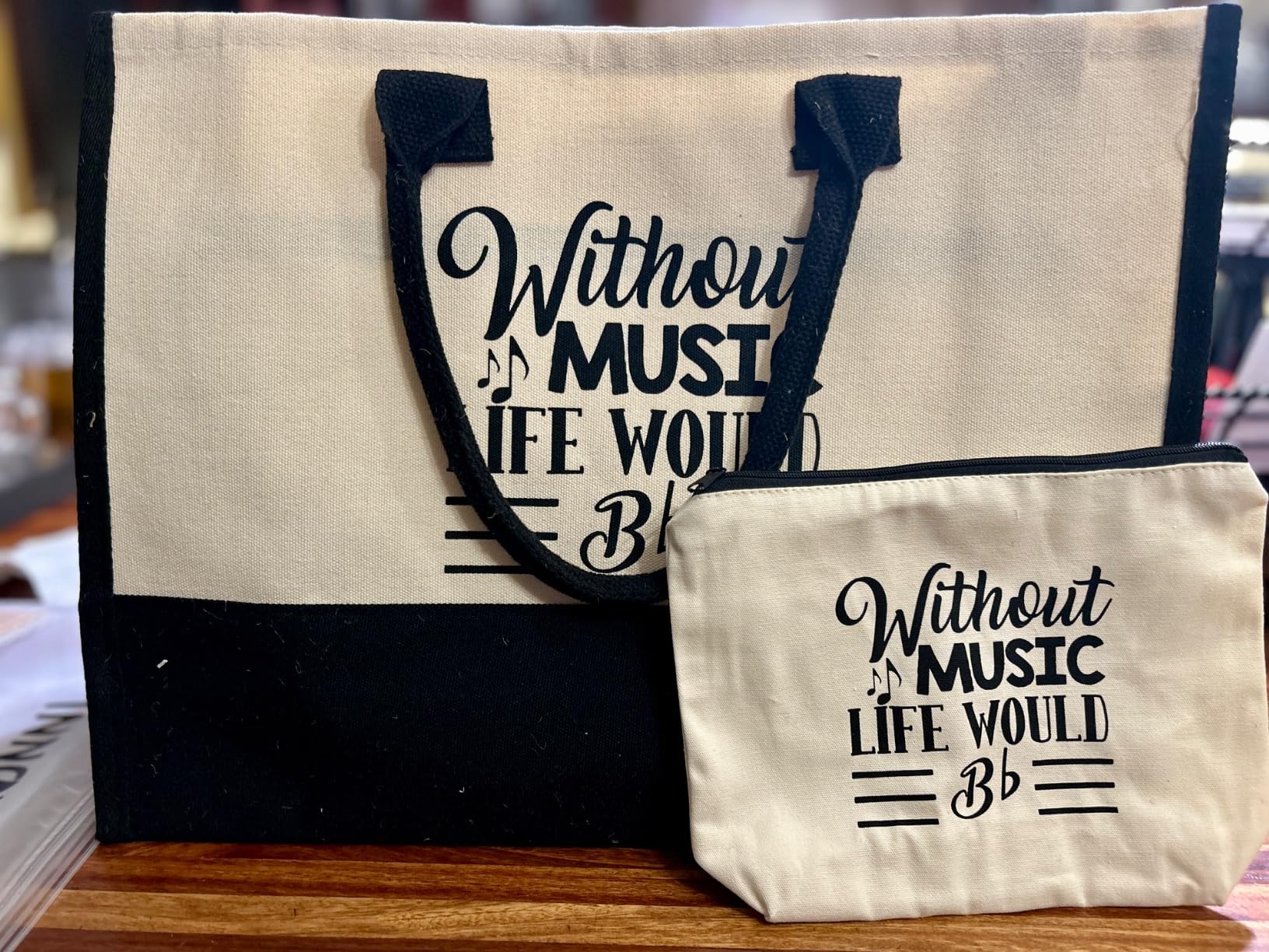 InnoBeta Music Gifts for Women, Canvas Tote Bag with Top Zipper Closure, Cool Music Lover Gifts - Customer Photo 1