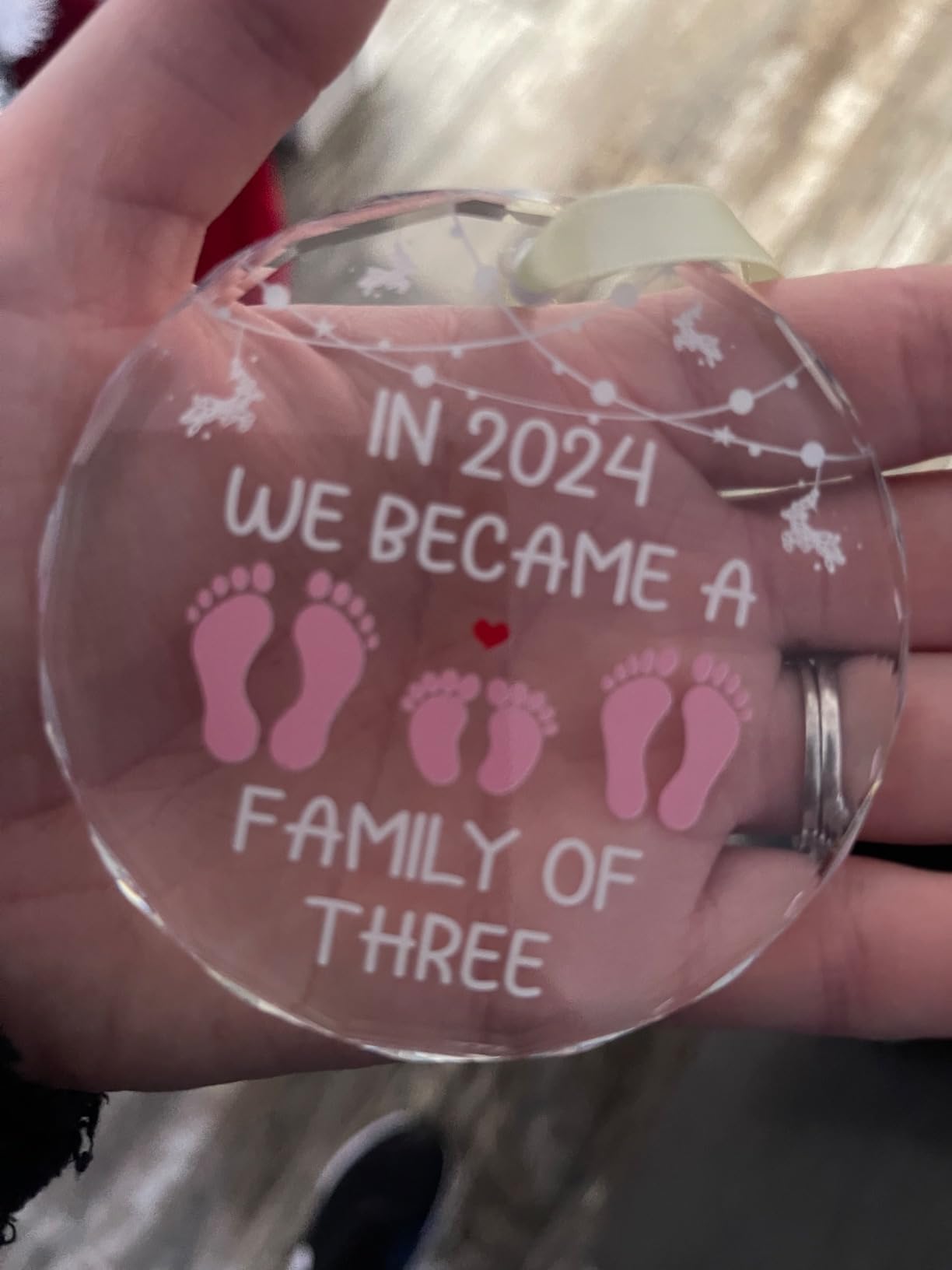 BSQUIELE Baby First Christmas Ornament 2025 - Family of Three Ornament - Newborn Baby Boy, Girl - First Time Mom, Dad, Mommy, Daddy Gifts - Pregnancy, Newborn Gifts - Customer Photo 1