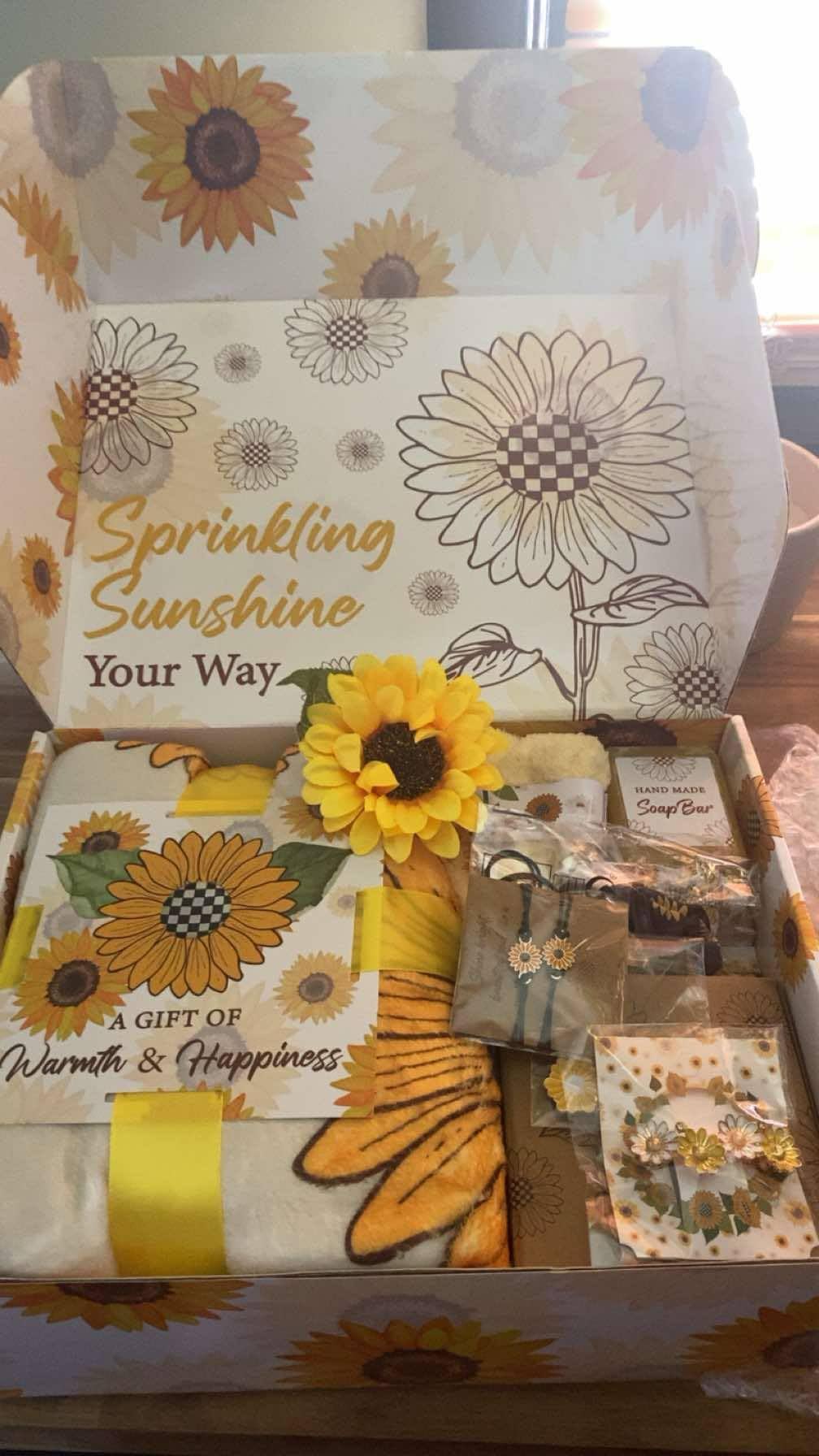 Andlane Sunflower Gifts for Women - Unique Gift Basket Set - Birthday Gifts for Women, Best Friend, or Sister - Sunshine Box Care Package, Get Well Soon, Thinking of You, Friendship Basket 18Pcs Large - Customer Photo 2