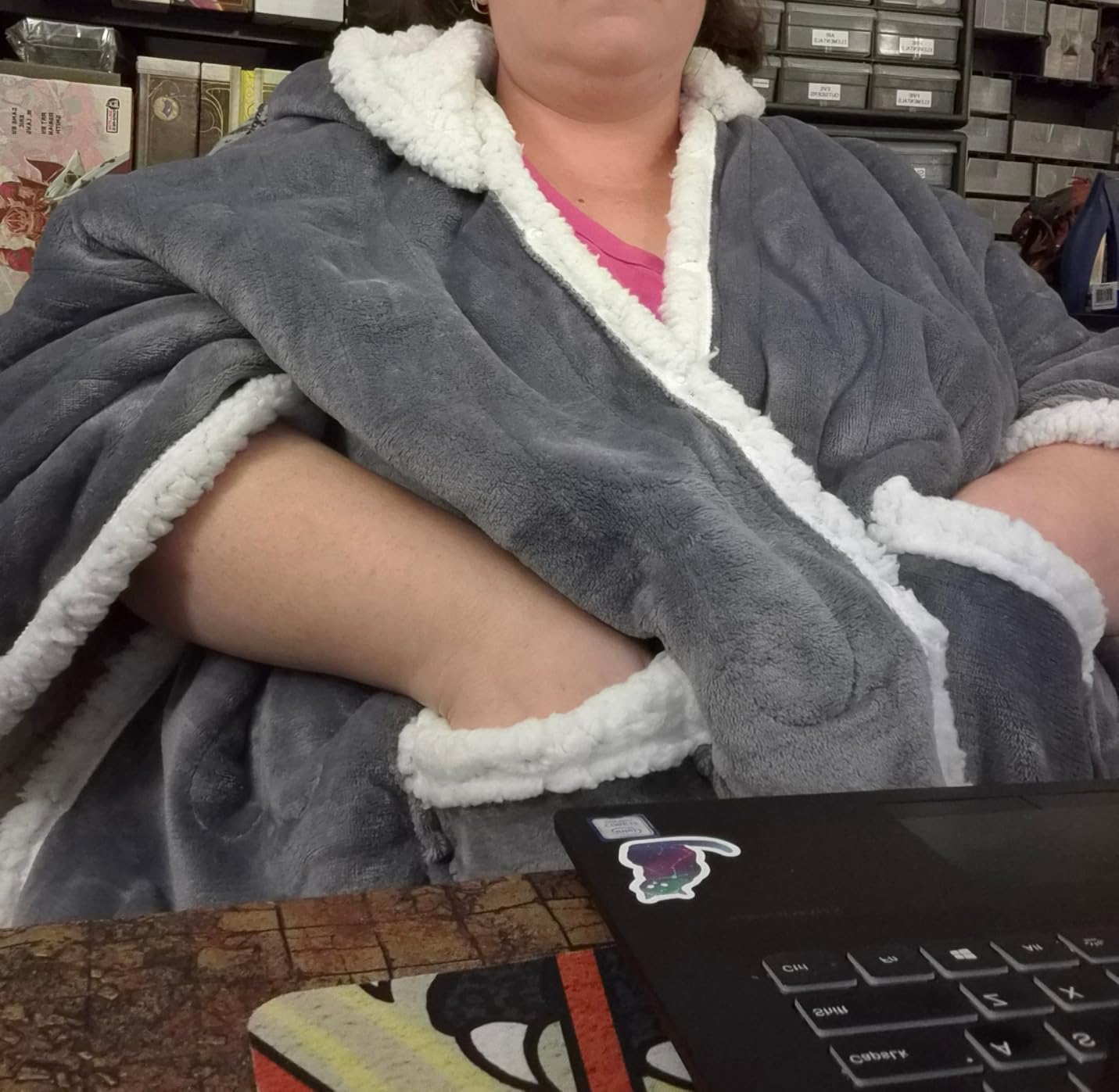 Wearable Heated Throw Blanket Electric Shawl,Christmas Birthday Gifts for Grandma,Gift for Mom and Elderly Women,Heated Robe Poncho Blanket Hoodie for Adult, 5-Position Timer 10-Heating Levels,Grey - Customer Photo 2