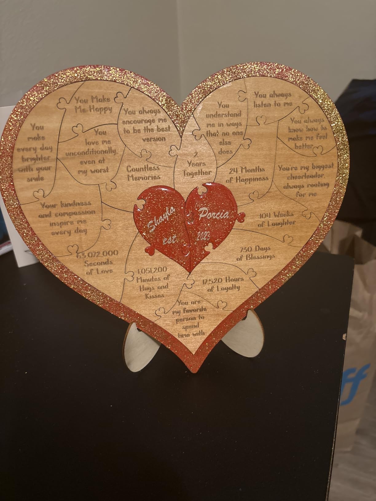 1 Year Anniversary Wood Gifts for Him Boyfriend - One Year Anniversary Wooden Gifts for Men, First Anniversary Wedding Gift for Husband Wife - Customer Photo 2