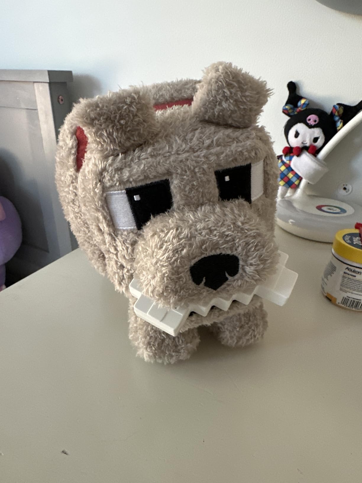 Mattel Minecraft Dennis The Wolf Plush Toy with Feeding Action & Sound, Food Mode Stuffed Animal Inspired by A Minecraft Movie - Customer Photo 1
