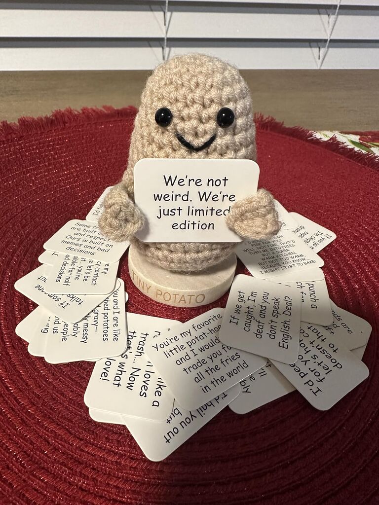 Empowering Gift for Strong Women - Funny Crochet Potato with 30 Sassy Affirmation Cards for a Badass Friend, BFF | Gag Birthday Gifts, Inspirational Stocking Stuffers for Women Coworker for Christmas Customer Review Empowering Gift for Strong Women - Funny Crochet Potato with 30 Sassy Affirmation Cards for a Badass Friend, BFF | Gag Birthday Gifts, Inspirational Stocking Stuffers for Women Coworker for Christmas - Customer Photo 1