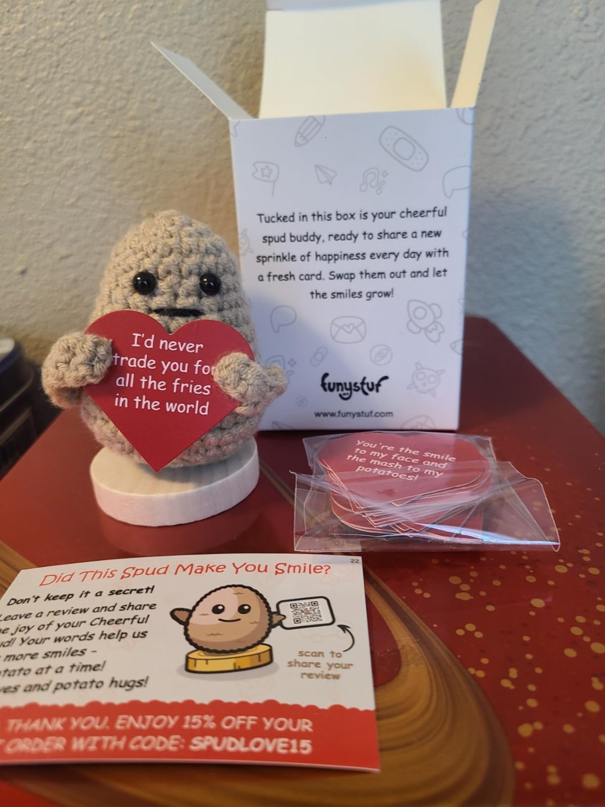 The Cutest Gift for Couples Anniversary - Tiny Potato Crochet with 30 Romantic Signs - Gift for Anniversary, Wedding Engagement, Valentines Day - Funny Present for Husband Wife Girlfriend Boyfriend - Customer Photo 1