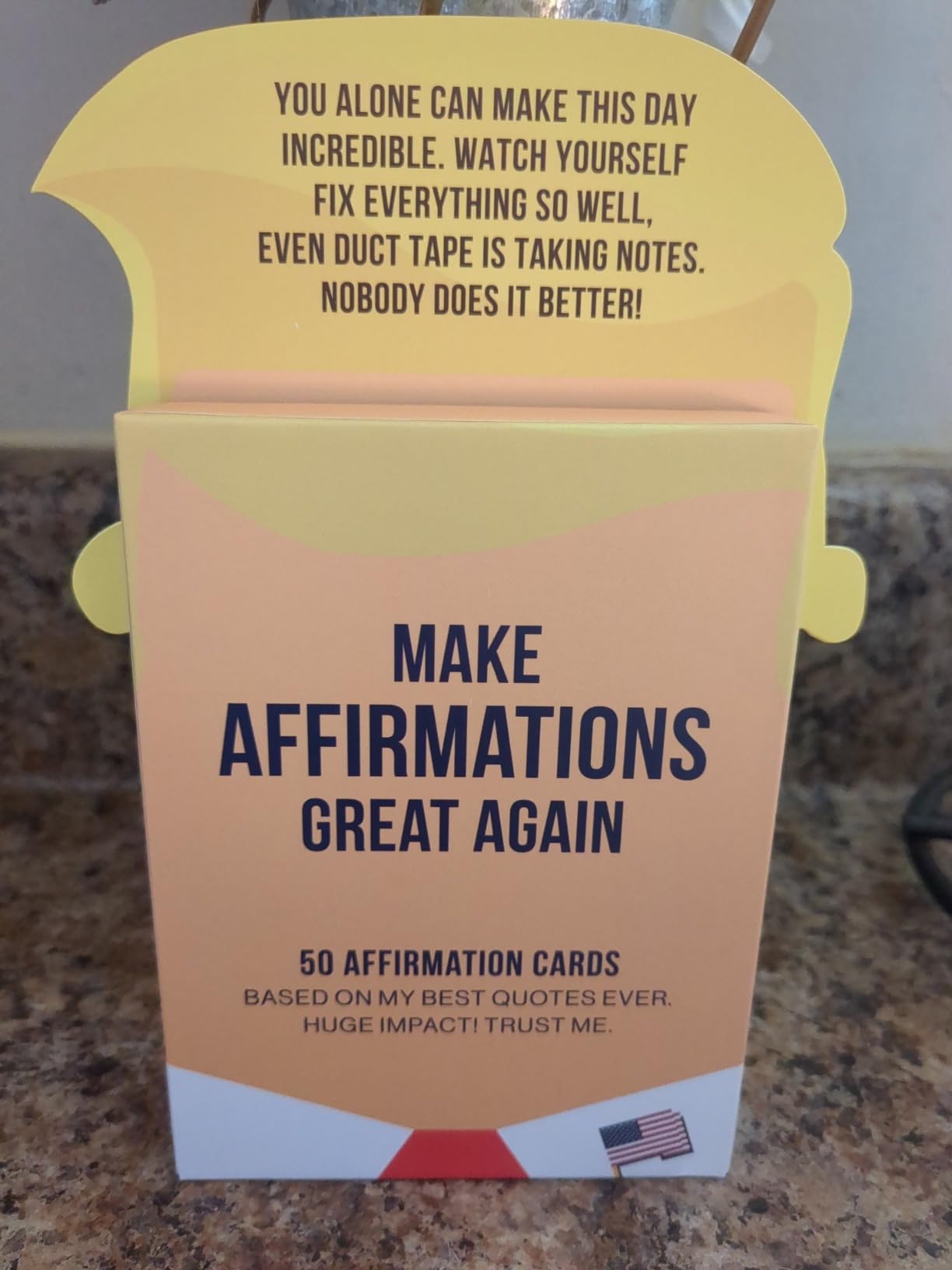 50 Funny Affirmation Cards by The President | Funny Donald Trump Birthday Gift for Adults, Men, Women, Friends & Coworkers for Birthday, White Elephant, Christmas | Trump Birthday Cards for Women Customer Review 50 Funny Affirmation Cards by The President | Funny Donald Trump Birthday Gift for Adults, Men, Women, Friends & Coworkers for Birthday, White Elephant, Christmas | Trump Birthday Cards for Women - Customer Photo 1