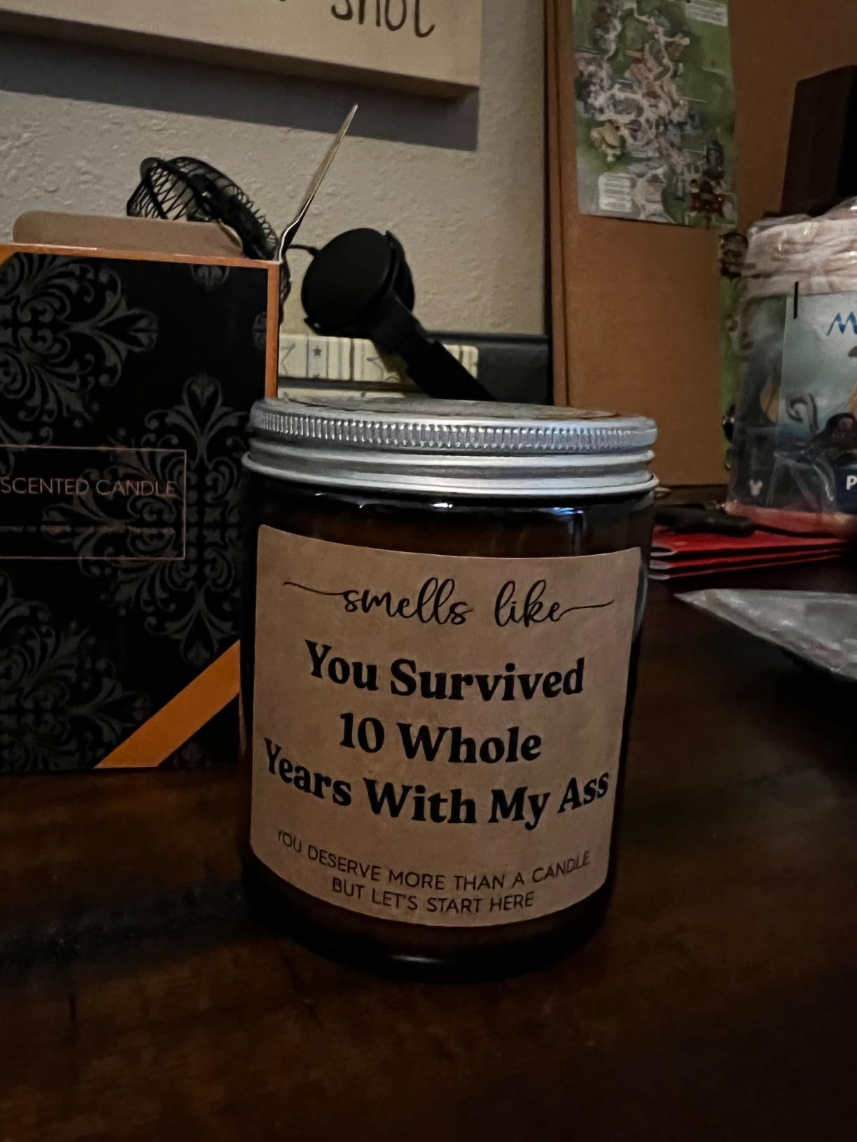 GSPY Scented Candle - 10th, 10 Year Anniversary Tin Gifts for Him, Her, Wife, Husband, Men - 10 Year Wedding Anniversary Couple Gifts - Aluminum 10th Anniv. Present, Happy Tenth Anniv. Present - Customer Photo 2