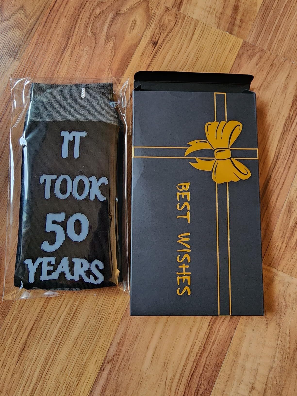 40th 50th 60th Birthday Gifts For Him, Men 40th 50th 60th Birthday Decorations, Cool Gifts Funny Crews Black Cotton Socks - Customer Photo 1