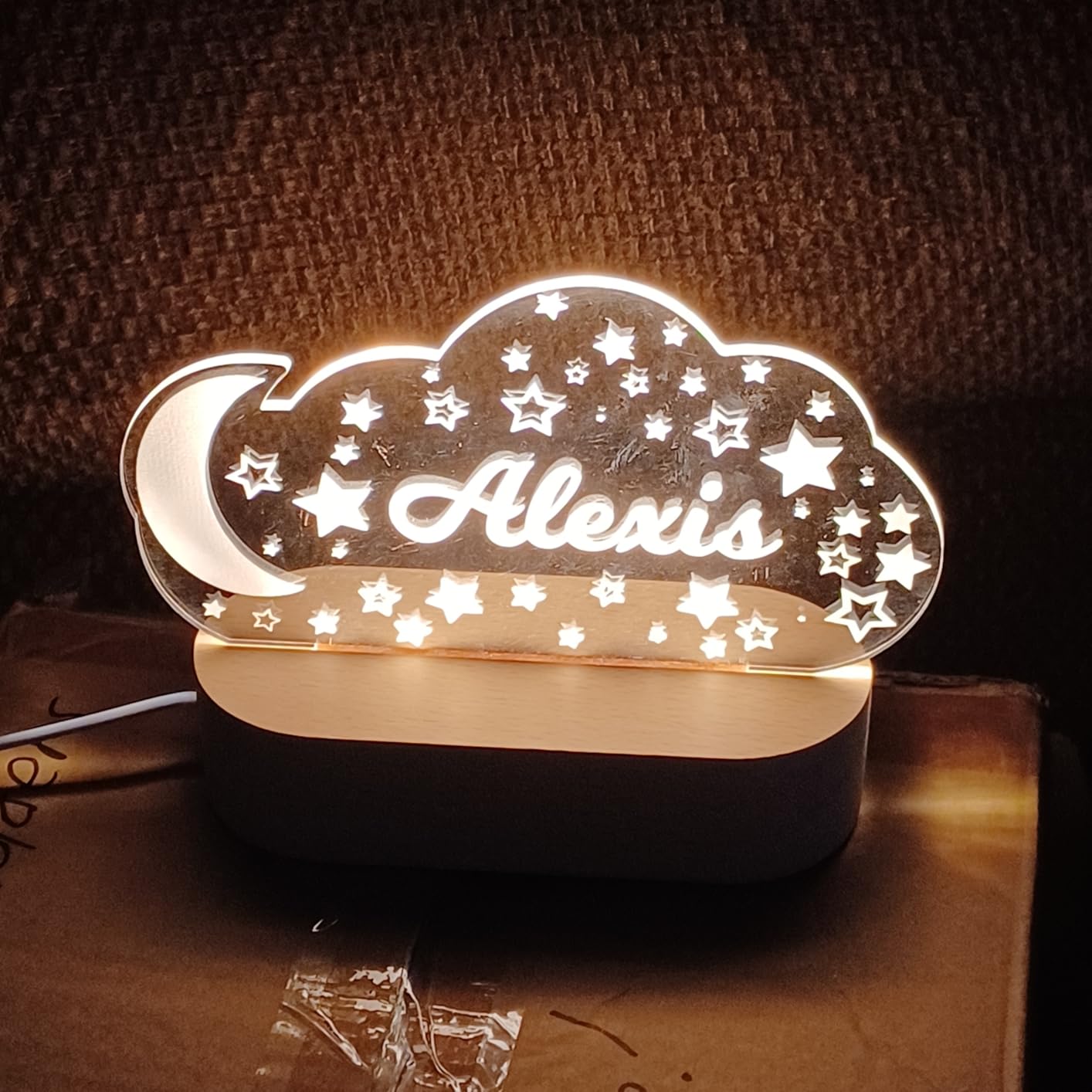 Custom Night Light Cute Personalized Baby Gifts Cloud Butterfly Rainbow Moon & Stars Customized Name Gifts Perfect Personalized Baby Girl Gifts and Customized Baby Gifts - Customer Photo 1