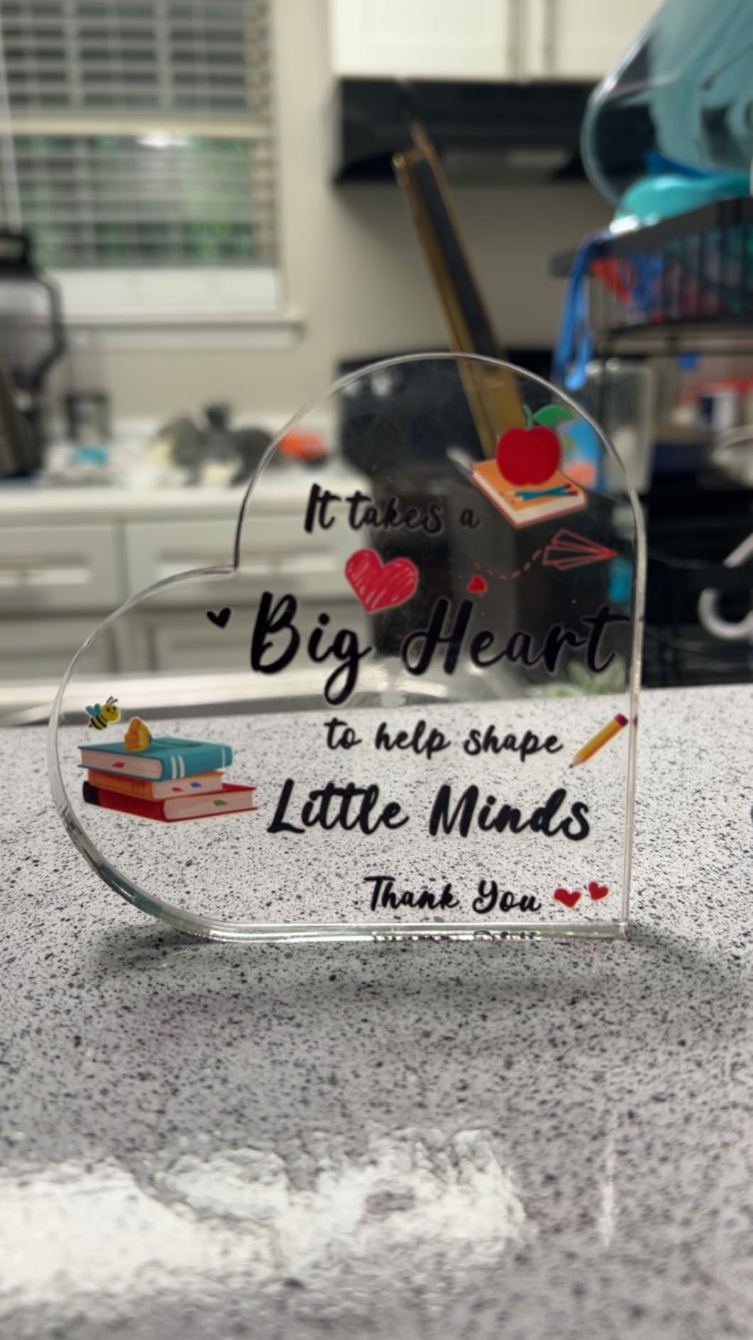 Teacher Gifts for Women Men, Teacher Christmas Gifts, Acrylic Heart Shape Teachers Plaque 4×4 in, Teacher Retirement Gifts, Valentine's Day Gifts, End of Year Thank You Teacher Keepsake - Customer Photo 1