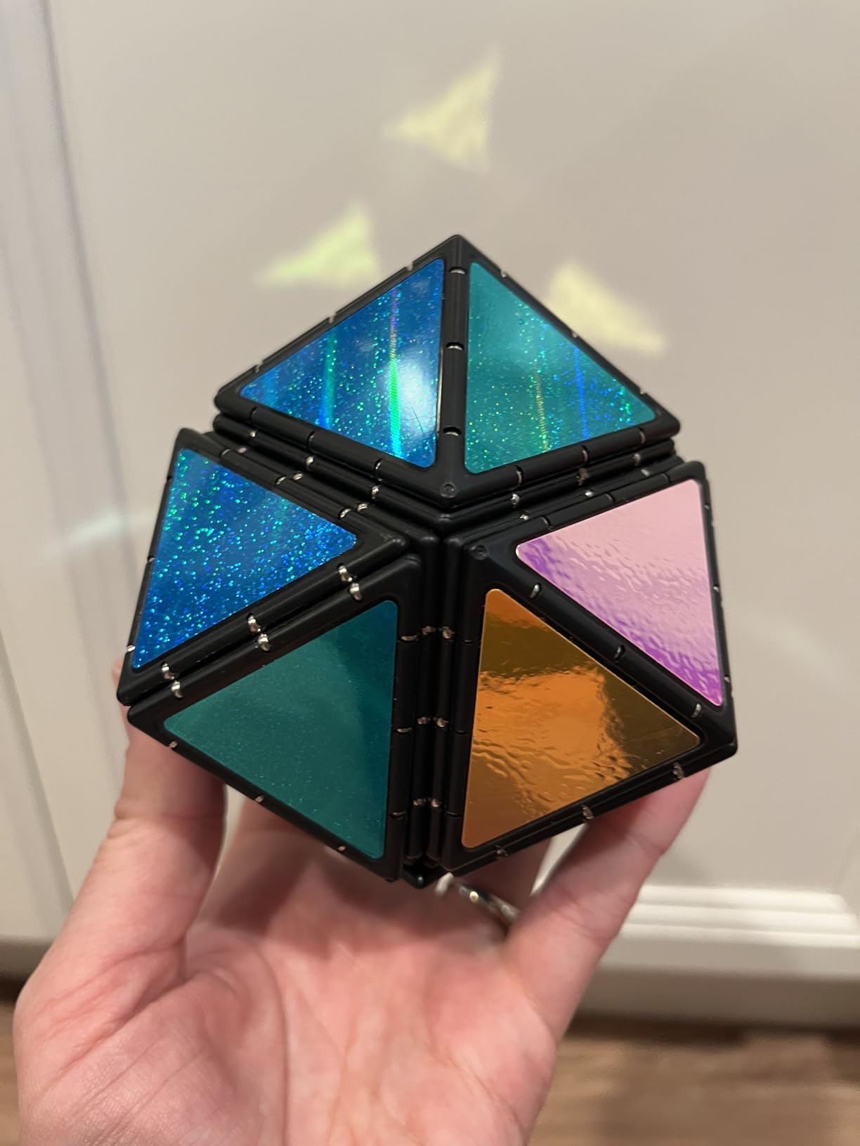 TOSY Magnet Pyramid Stone - 1 Cube Transforms into 1 Billion Shapes, 14 pcs (12 Puzzle pcs and 2 Spinners), 243 Rare Earth Magnets, Christmas Stocking Stuffers Gift for Kids, Creative Puzzle STEM Toy - Customer Photo 1