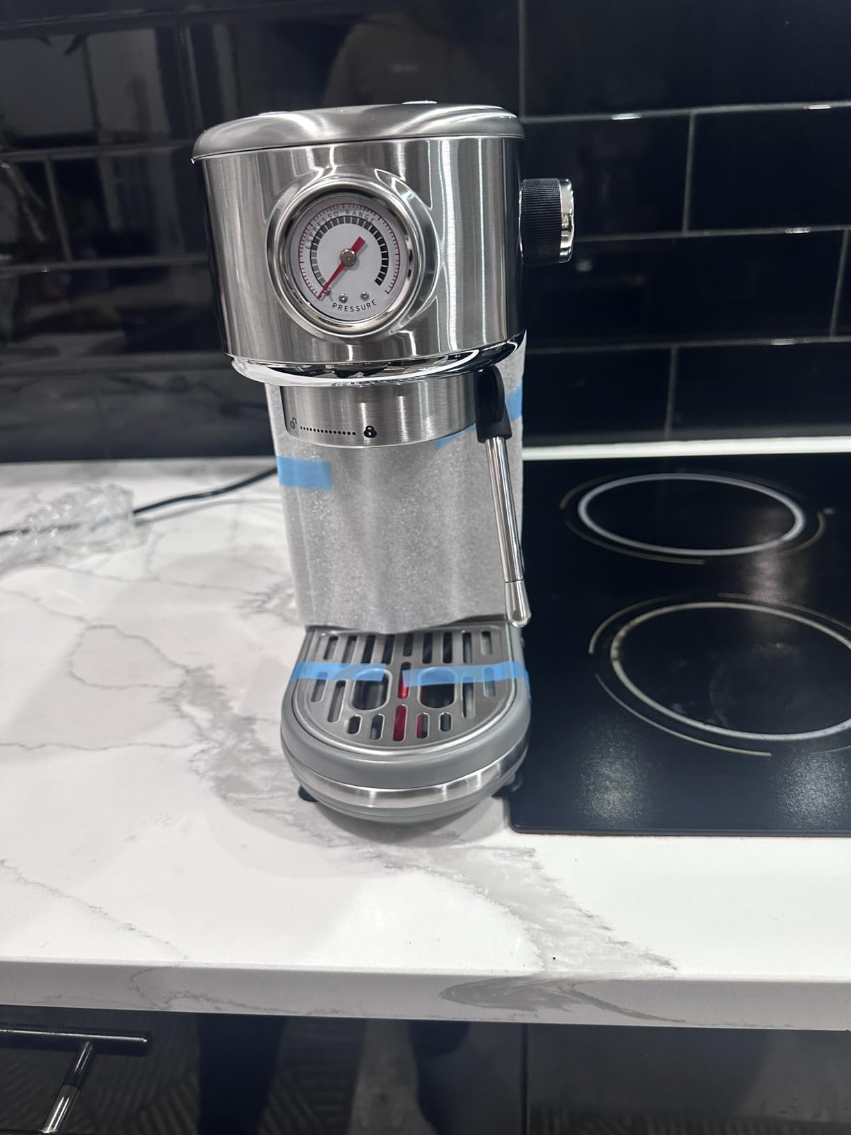 Espresso Machine with Milk Frother, 20 Bar High Pressure Professional Espresso Maker Automatic, Compact Stainless Steel Coffee Machine for Cappuccino, Latte, Gift for Coffee Lover, Dad or Mom, Silver - Customer Photo 2