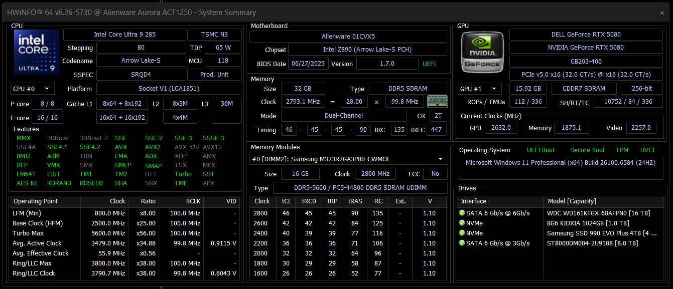 Alienware Aurora Gaming Desktop ACT1250 - Intel Core Ultra 7 265F, 32GB DDR5 RAM, 1TB SSD, NVIDIA GeForce RTX 5070, 1000W Platinum Rated PSU, Windows 11 Home, Clear Panel - Black - Customer Photo 1