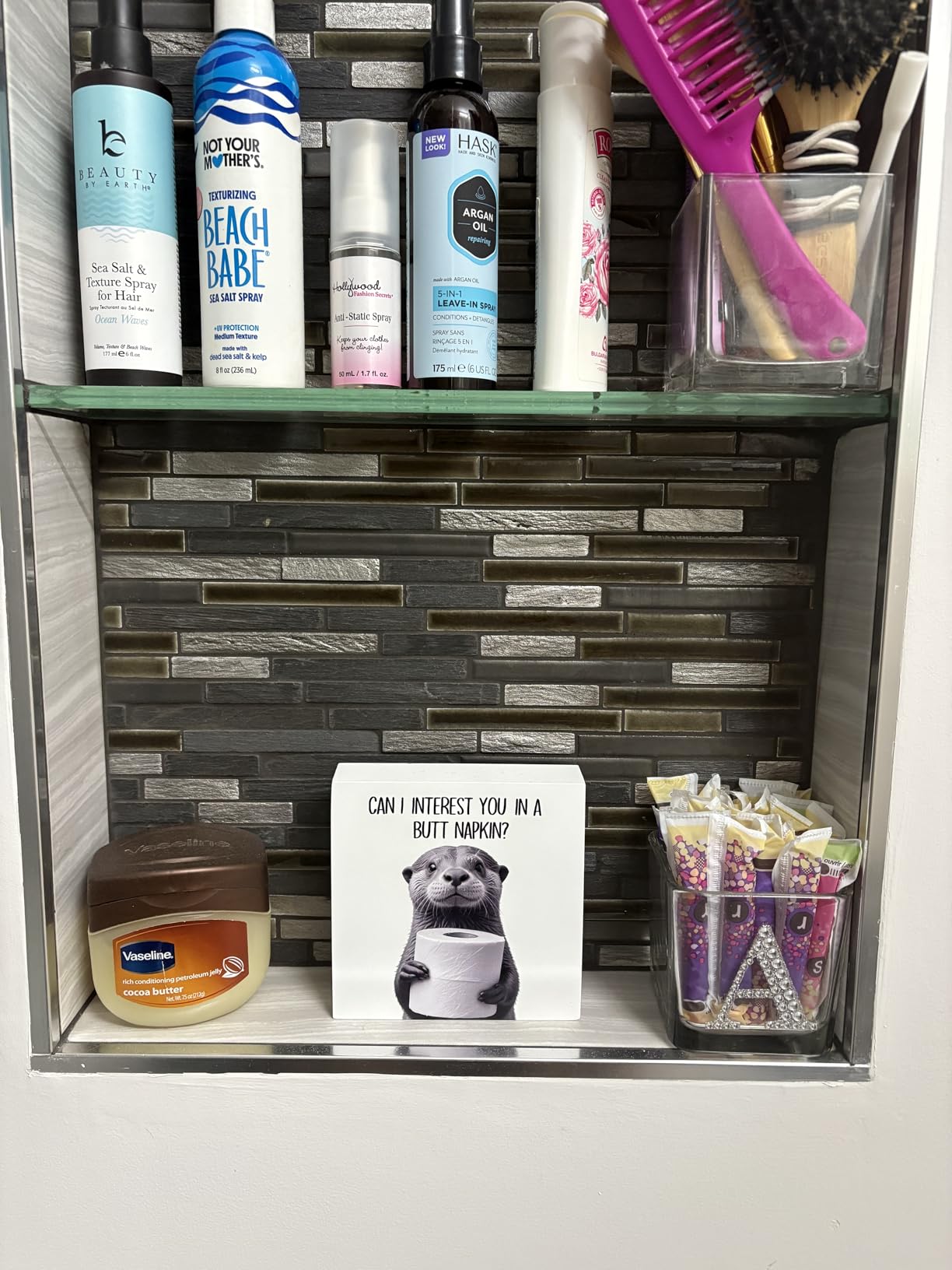 Funny Otter Bathroom Decor - Otter Gifts Wooden Box Sign, Funny Bathroom Decor, Otter Gifts, 5 X 5 Inches - Customer Photo 1