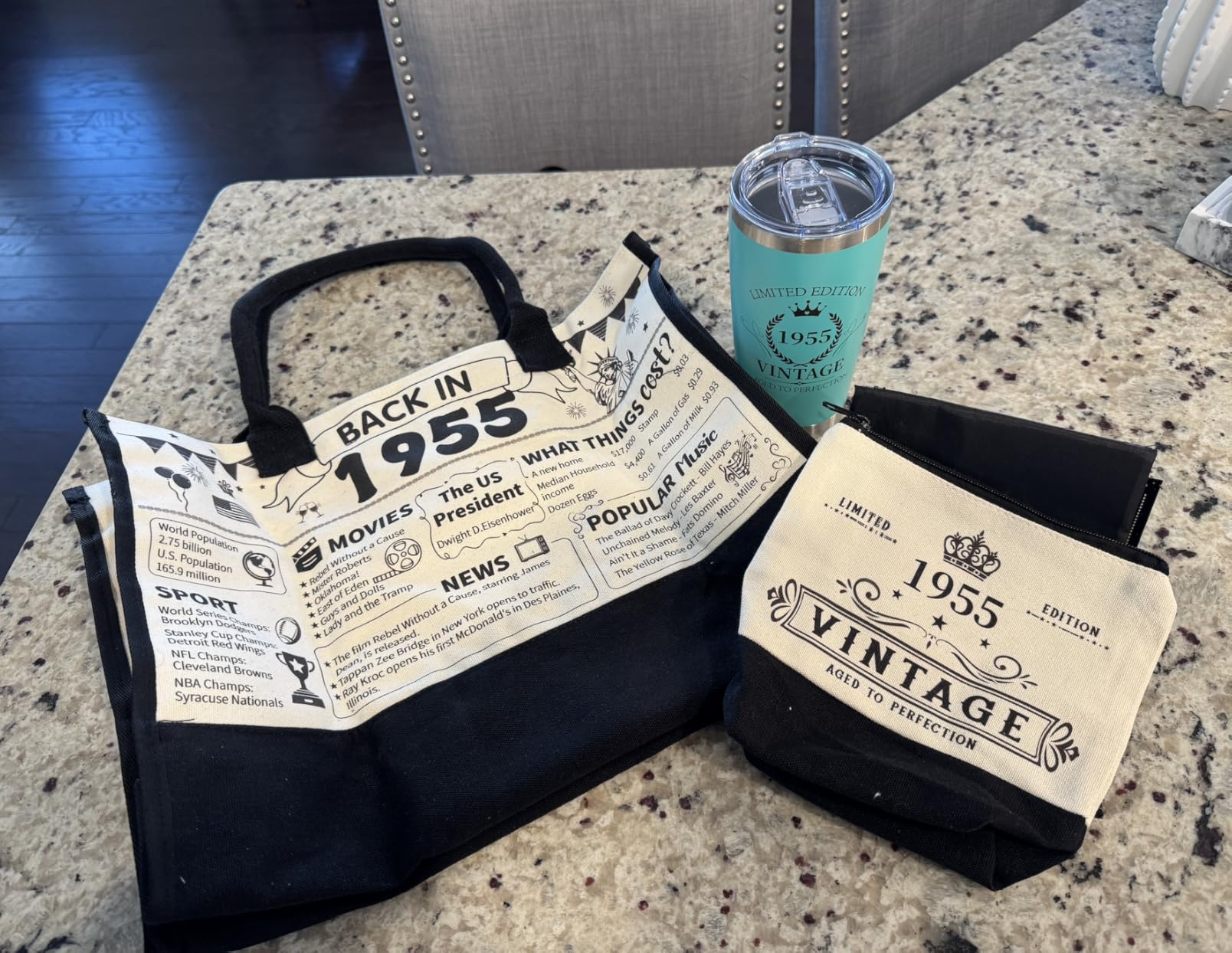 80th Birthday Gifts for Women Her- 4 pcs, Turning 80 Year Old Gifts, Decorations Canvas Beach Tote Bag & Makeup Bag, Unique Happy 80th Birthday gifts for Her Mom Wife Friends Customer Review 80th Birthday Gifts for Women Her- 4 pcs, Turning 80 Year Old Gifts, Decorations Canvas Beach Tote Bag & Makeup Bag, Unique Happy 80th Birthday gifts for Her Mom Wife Friends - Customer Photo 2