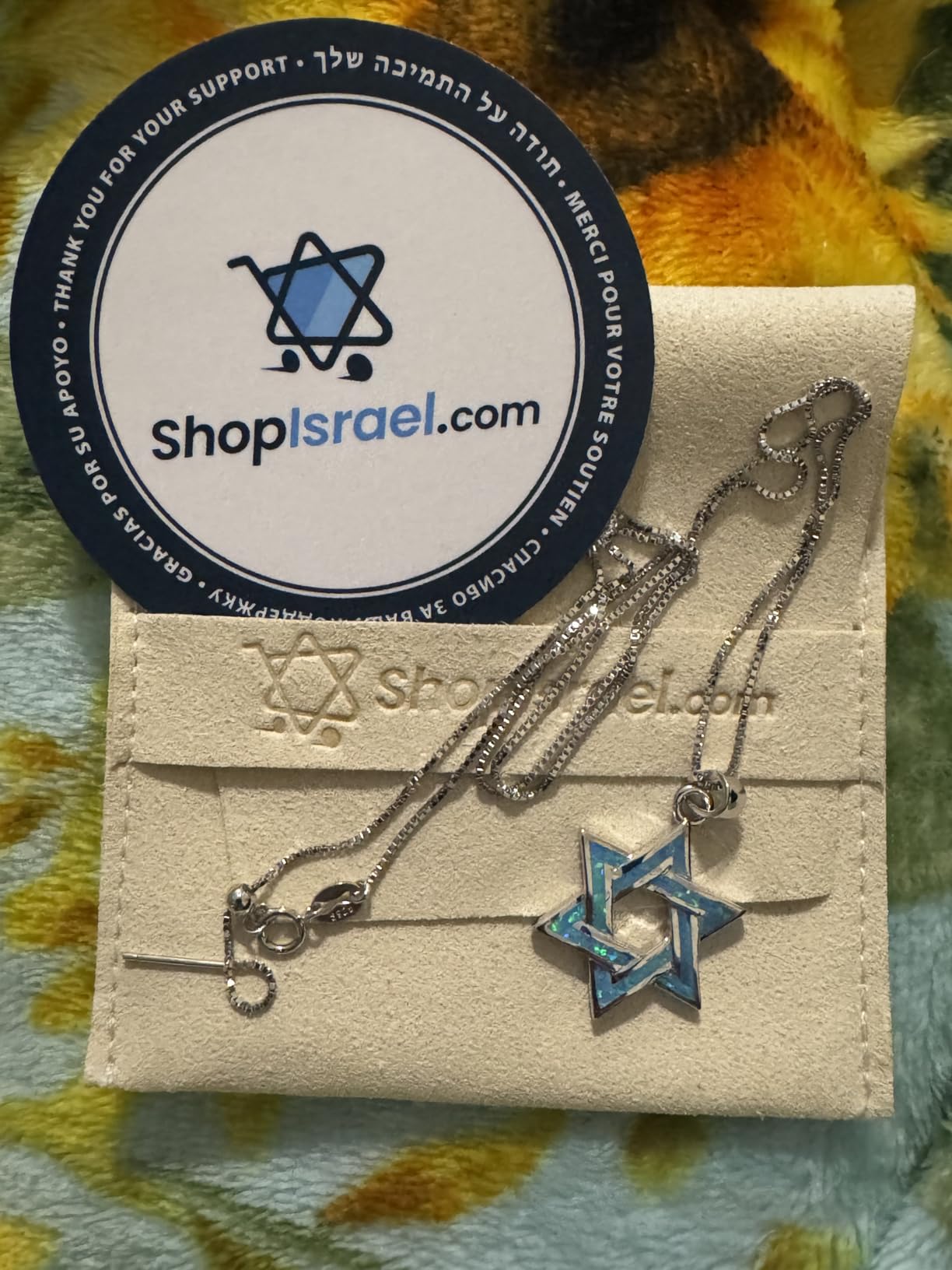 Star of David Necklace – Sterling Silver Magen David Pendant with Blue Opal, Jewish Star Jewelry for Men & Women, Spiritual Gift for Bar/Bat Mitzvah, Holidays, Includes a Gift Pouch - Customer Photo 2