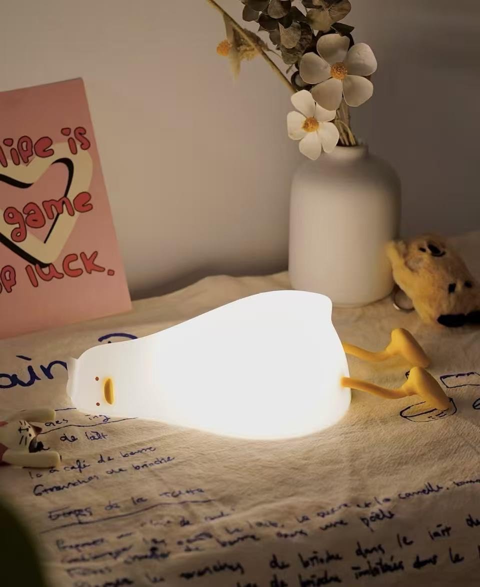 Existential Crisis Duck Lamp - Rechargeable Squishy Kids Night Light, Lying Flat Ducky Lay Lamps, Fun White Elephant Xmas Gifts for Duck Lovers, Nursery College Dorm Decor, Safe Silicone - Customer Photo 1